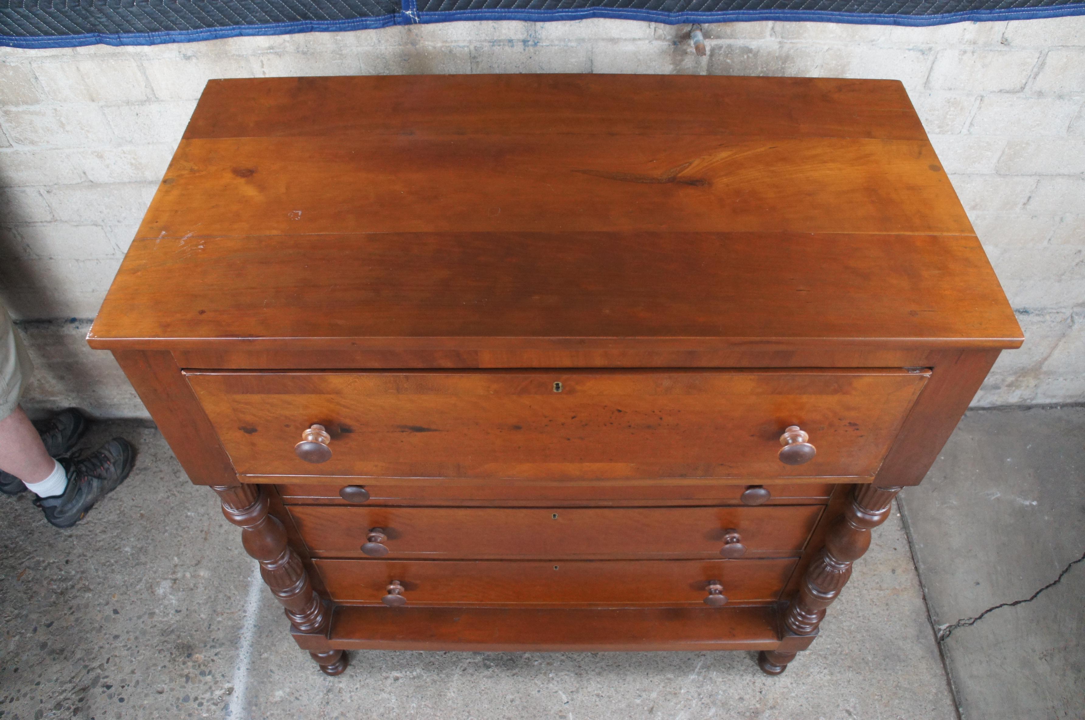 Late 19th Century Antique 19th Century American Victorian Cherry Tallboy Dresser Chest of Drawers
