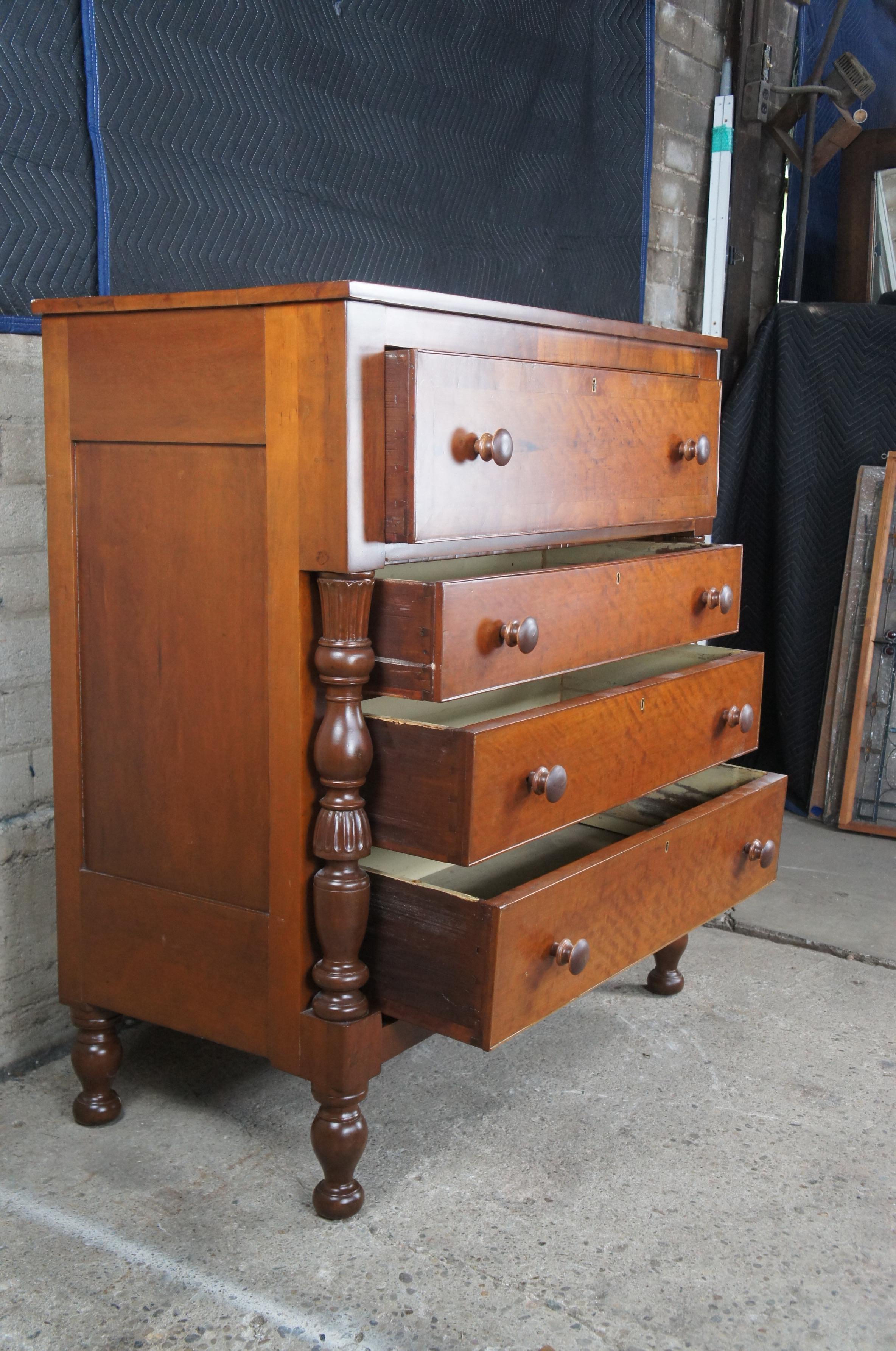 Antique 19th Century American Victorian Cherry Tallboy Dresser Chest of Drawers 2