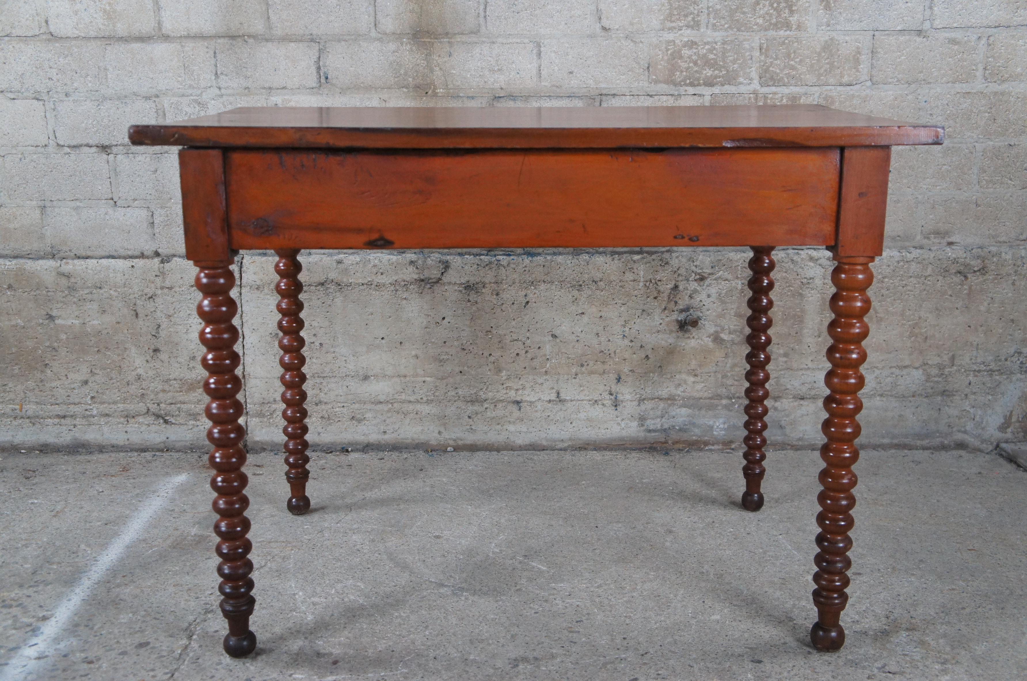 Antique 19th Century American Victorian Maple Desk Bobbin Turned Legs Console 9