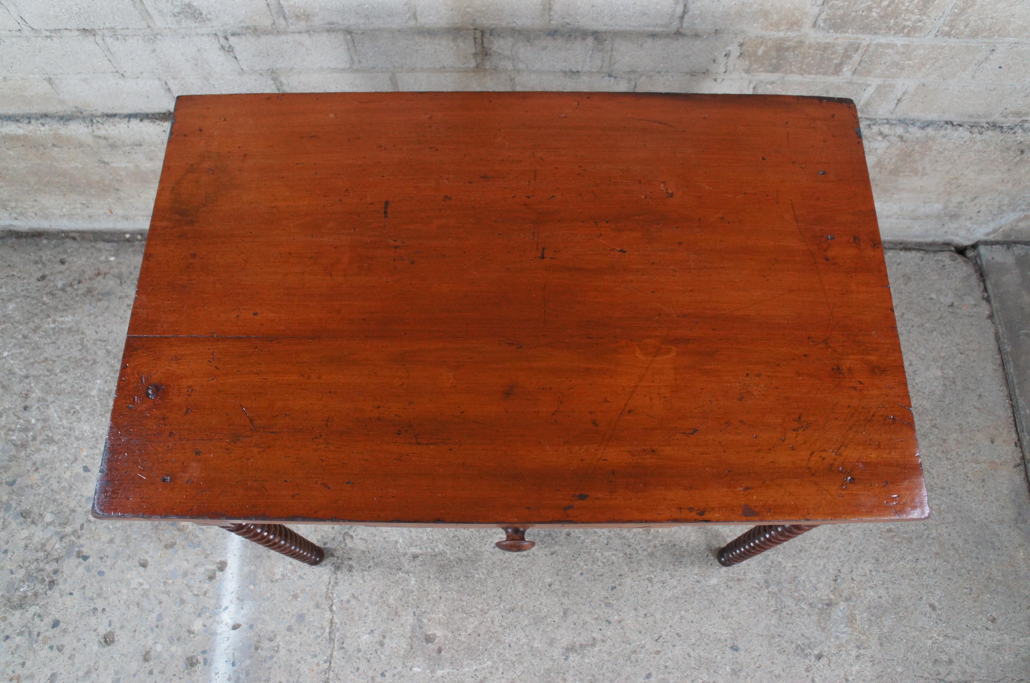 Antique 19th Century American Victorian Maple Desk Bobbin Turned Legs Console 1
