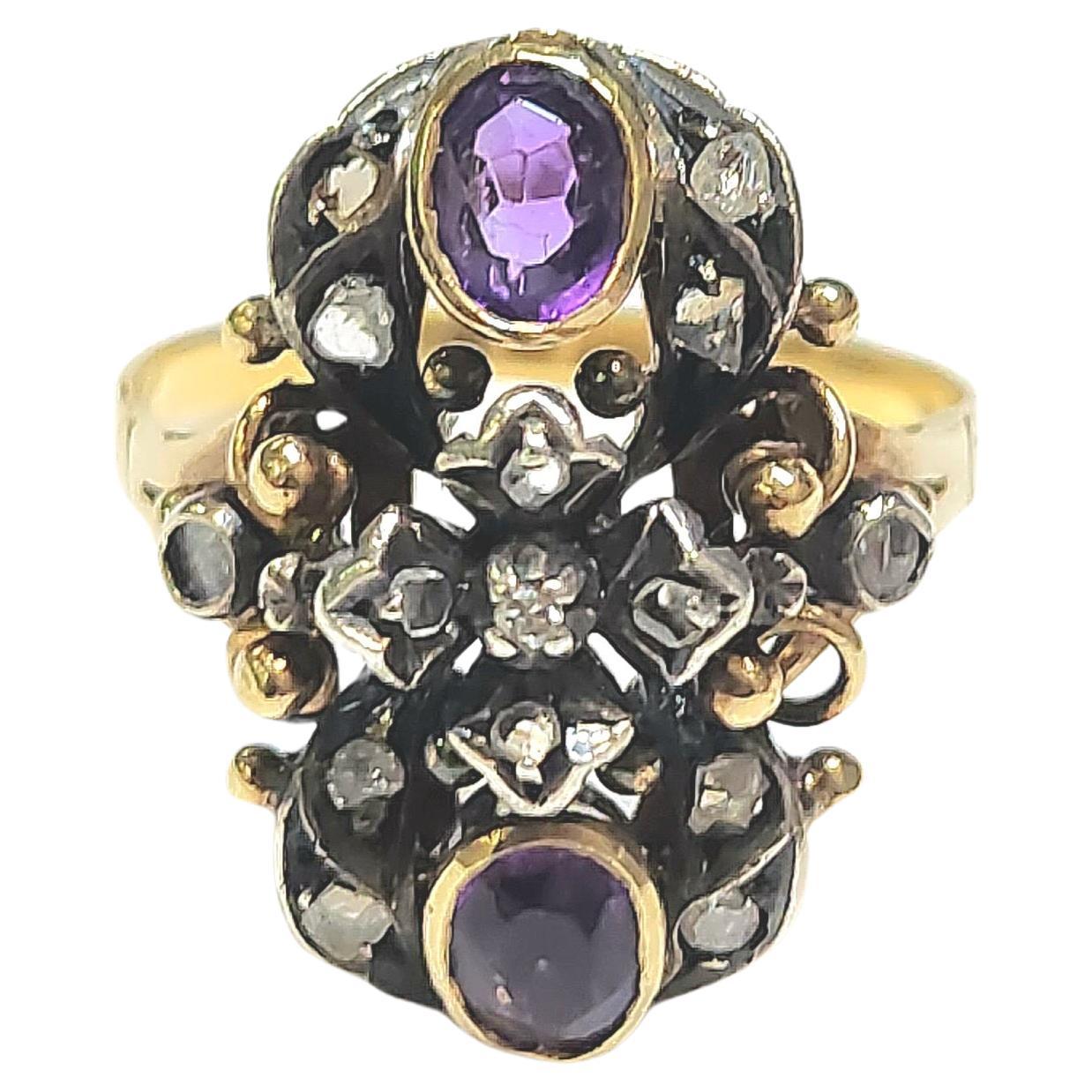 Antique 19th Century Amethyst Gold Ring In Good Condition For Sale In Cairo, EG