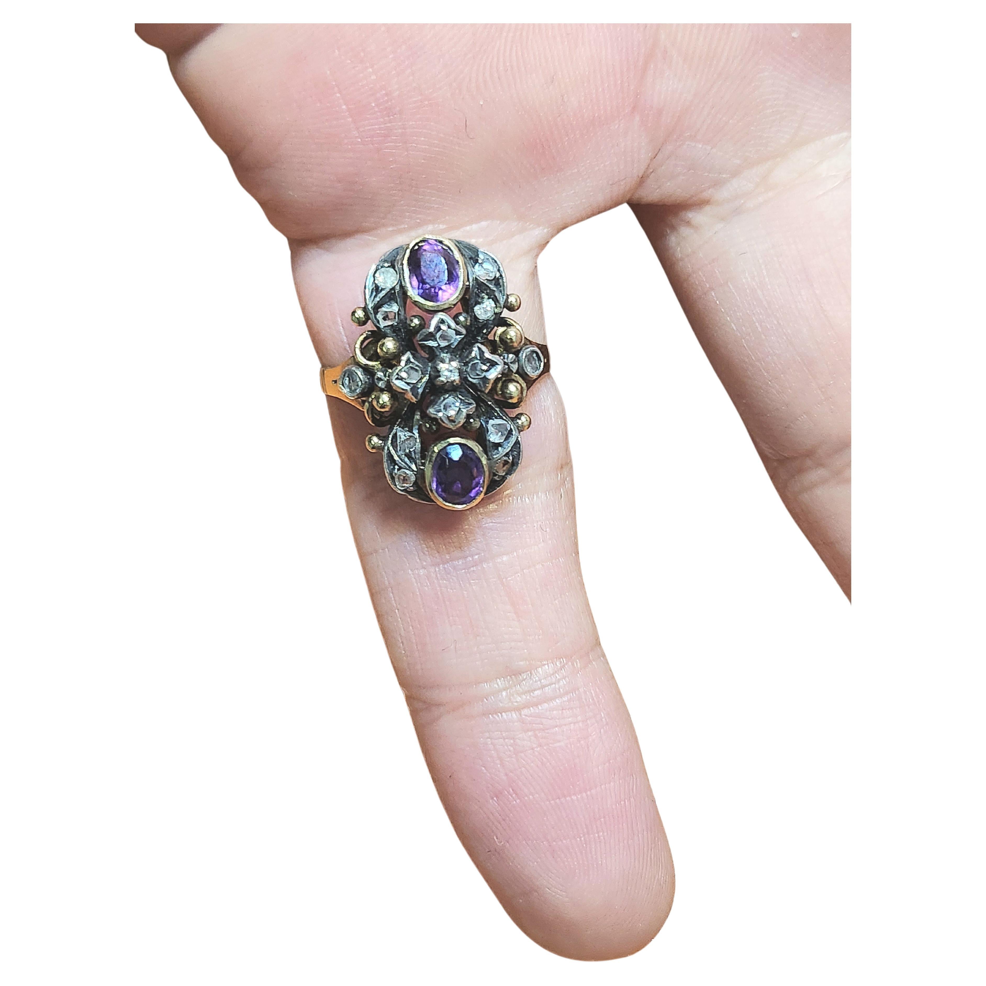 Women's Antique 19th Century Amethyst Gold Ring For Sale