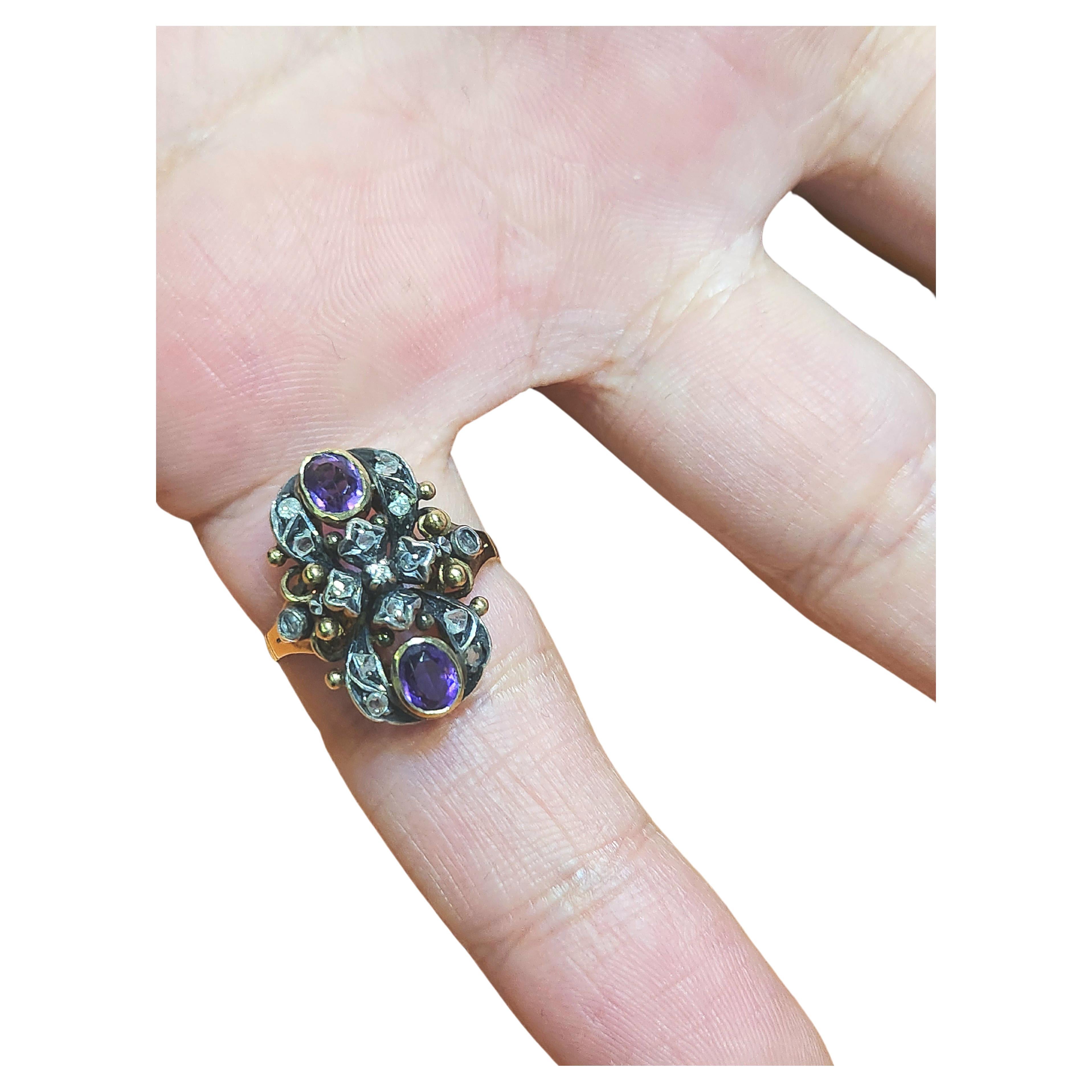 Antique 19th Century Amethyst Gold Ring For Sale 1