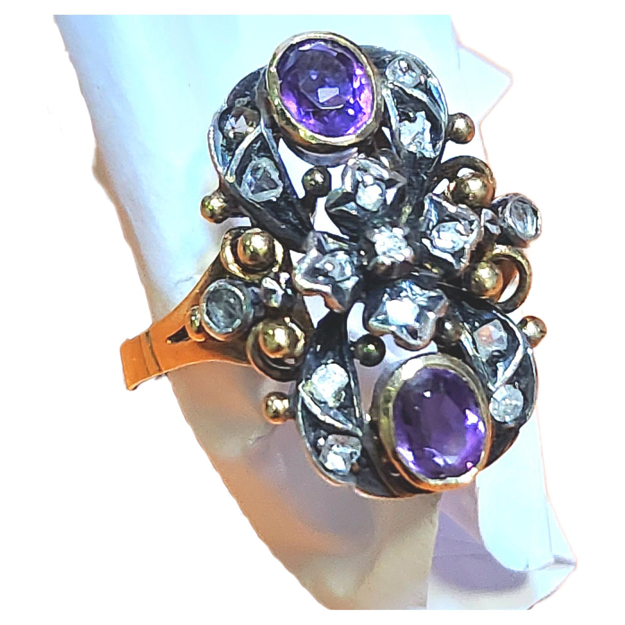 Antique 19th Century Amethyst Gold Ring For Sale