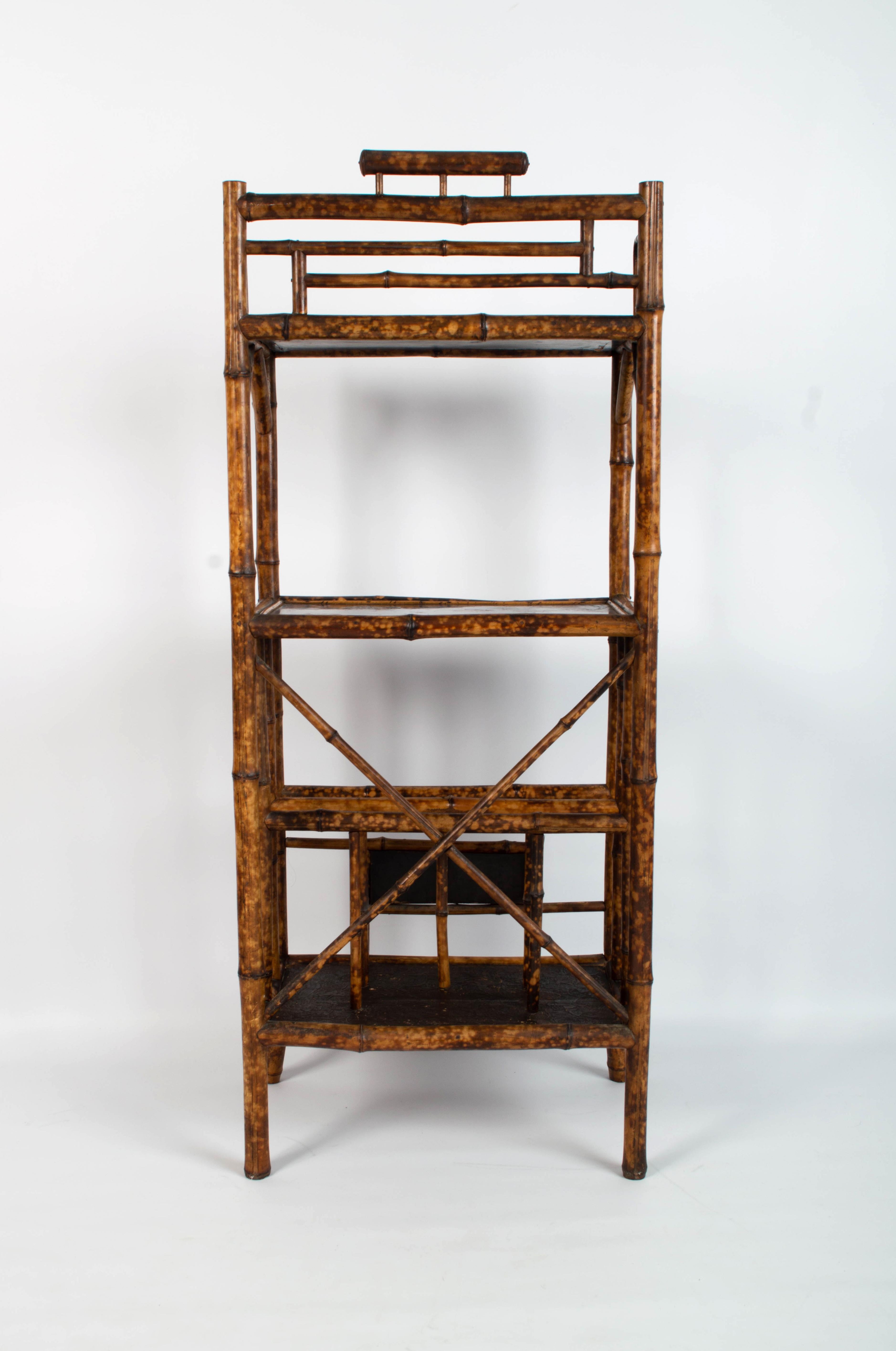 Antique 19th Century Anglo-Chinese Lacquered Bamboo Etagere Shelves, England For Sale 1