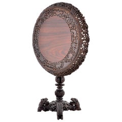 Antique 19th Century Anglo-Indian Carved Rosewood Tilt-Top Table, circa 1870