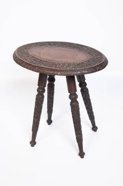 Antique 19th Century Anglo Indian Carved Side Table
