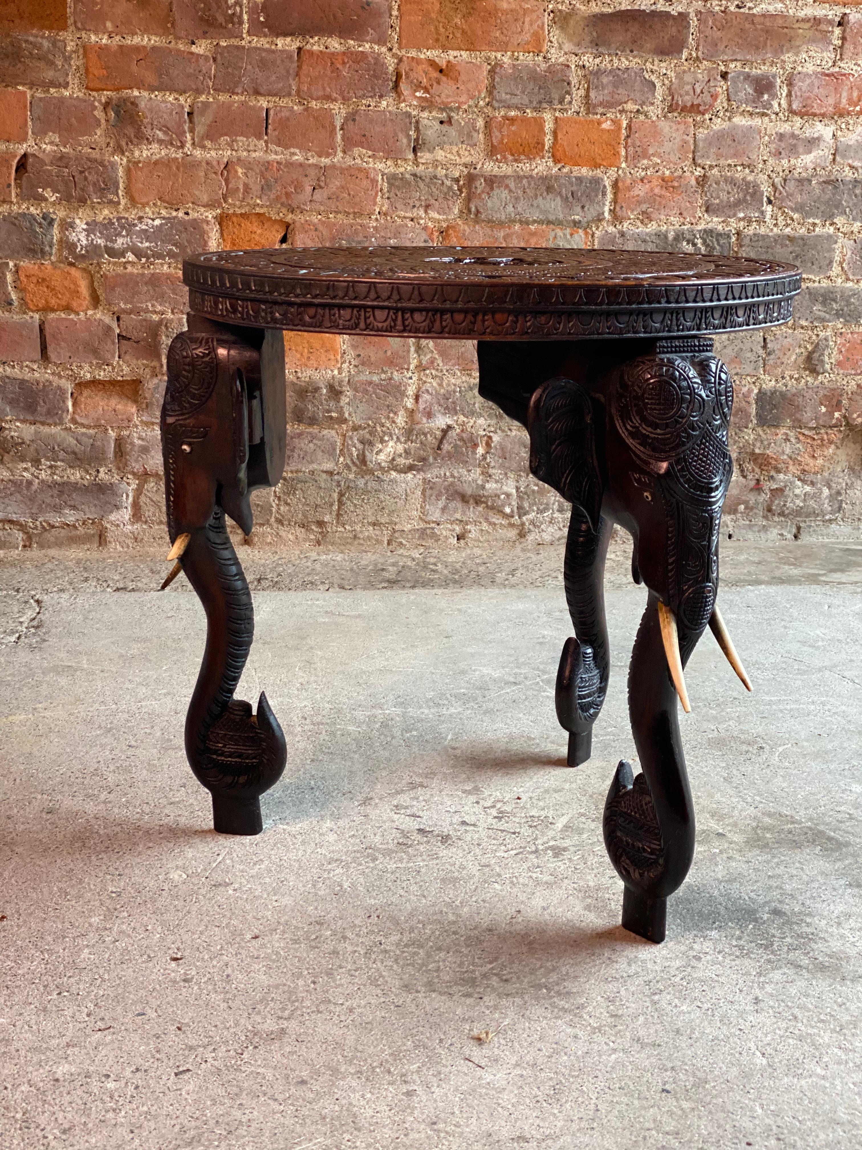 Antique 19th Century Anglo-Indian Elephant Side Table, circa 1890 2