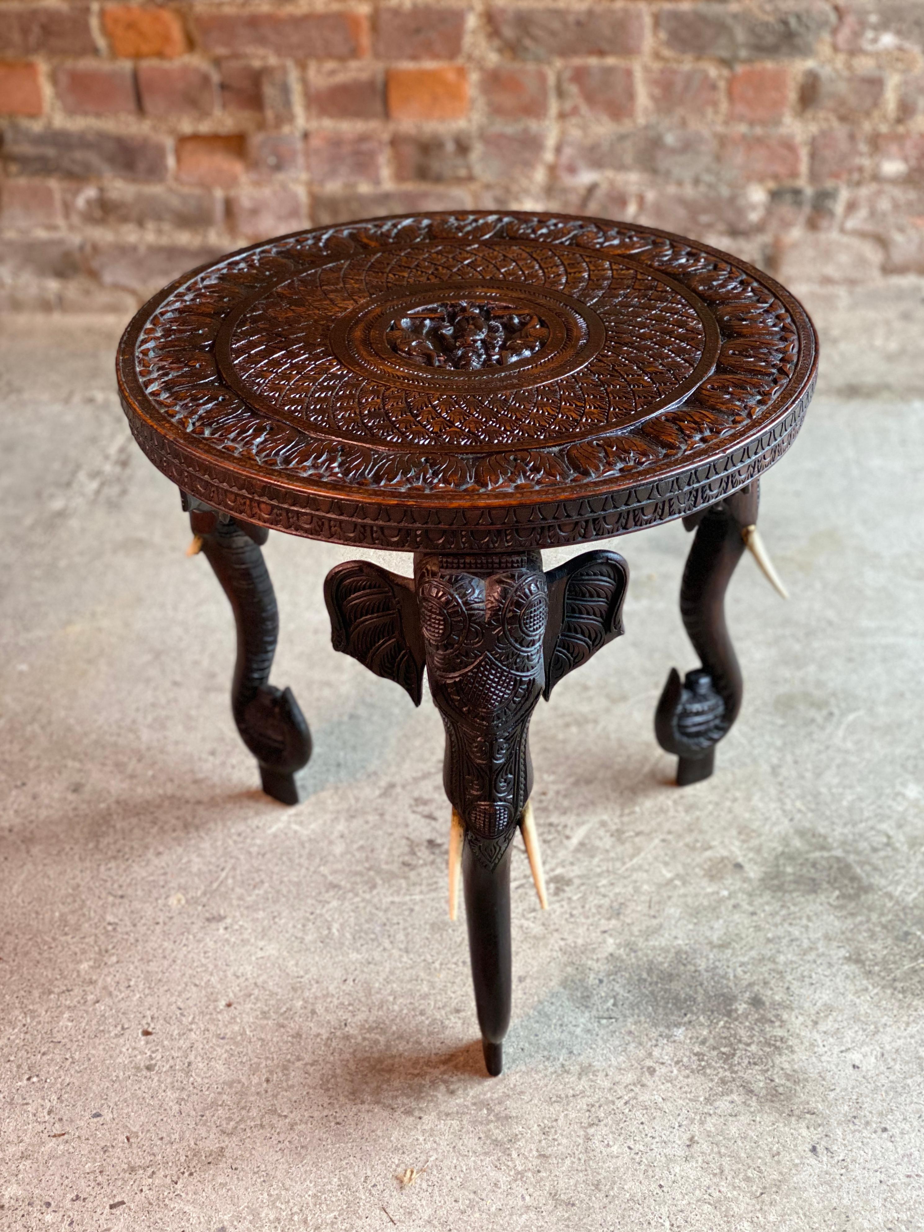 Antique 19th Century Anglo-Indian Elephant Side Table, circa 1890 In Good Condition In Longdon, Tewkesbury
