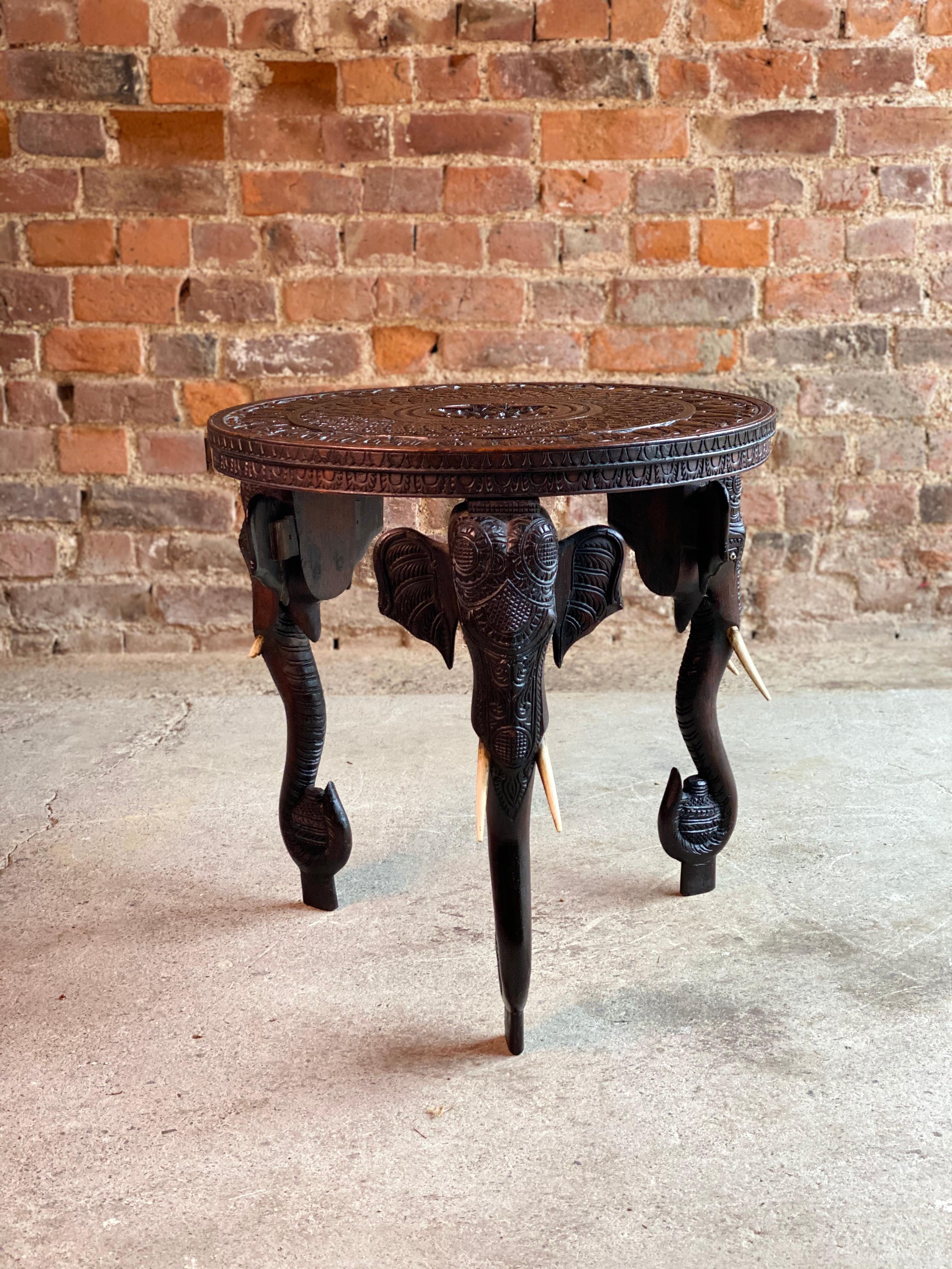 Antique 19th Century Anglo-Indian Elephant Side Table, circa 1890 1