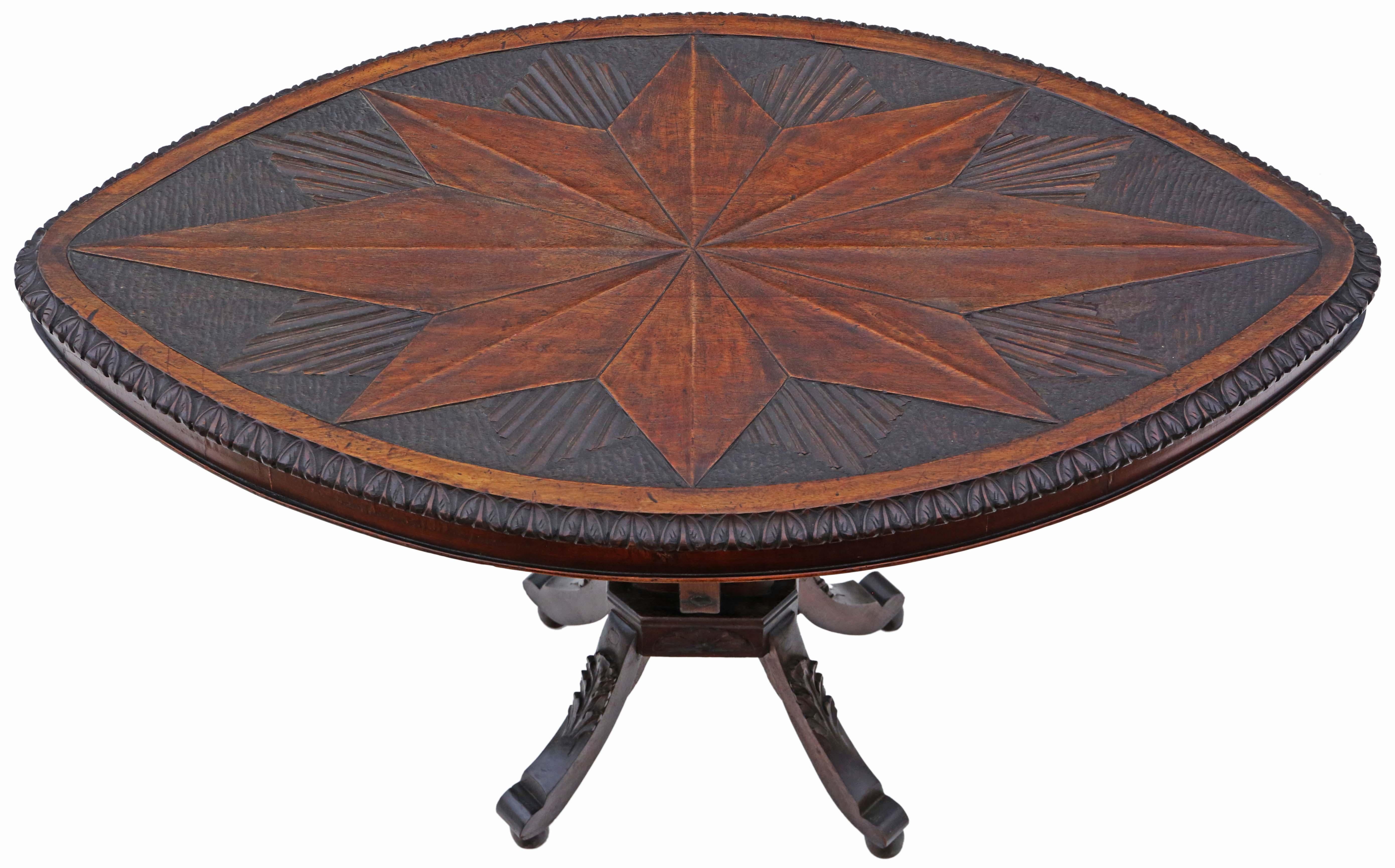 Wood  Antique 19th Century Anglo Indian shield centre side occasional coffee table For Sale