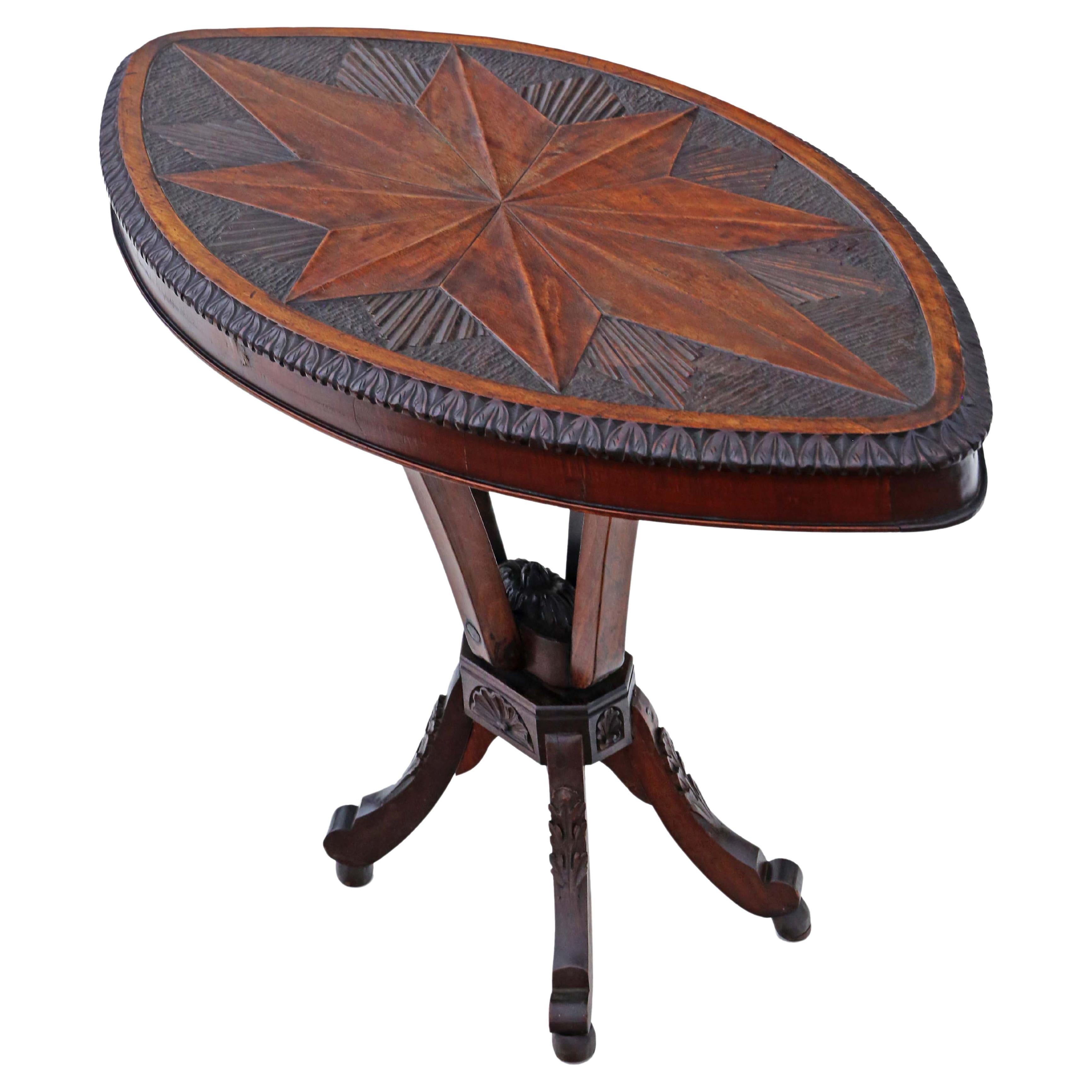  Antique 19th Century Anglo Indian shield centre side occasional coffee table For Sale