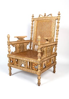 Anglo Indian Throne Chair Armchair