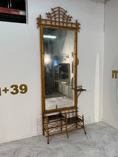 Antique 19th Century Anglo-Japanese Bamboo Hall Tree with Mirror