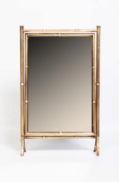 Antique 19th Century Anglo-Japanese Faux Bamboo Brass Cheval Table Mirror C.1890