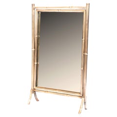 Antique 19th Century Anglo-Japanese Faux Bamboo Brass Cheval Table Mirror C.1890