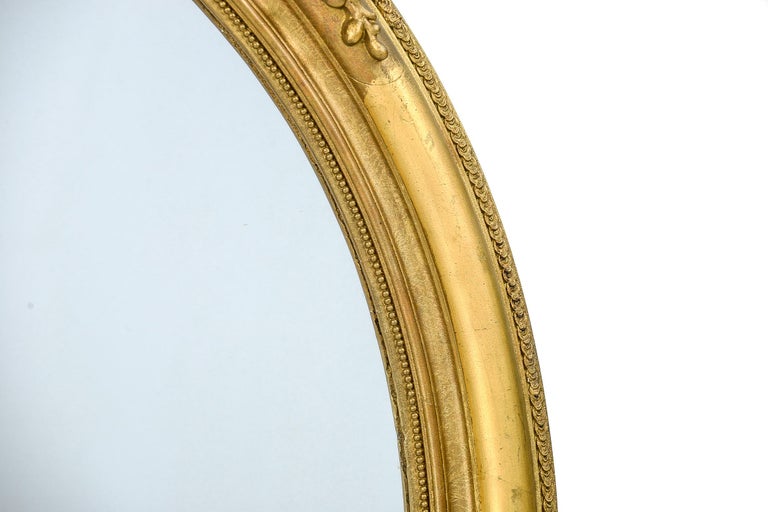 Antique 19th Century Antique French Oval Gold Leaf Gilt Mirror with ...