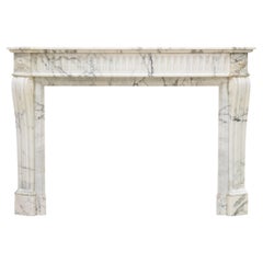 Antique 19th Century Arabescato Marble Louis XVI Style Fireplace Surround