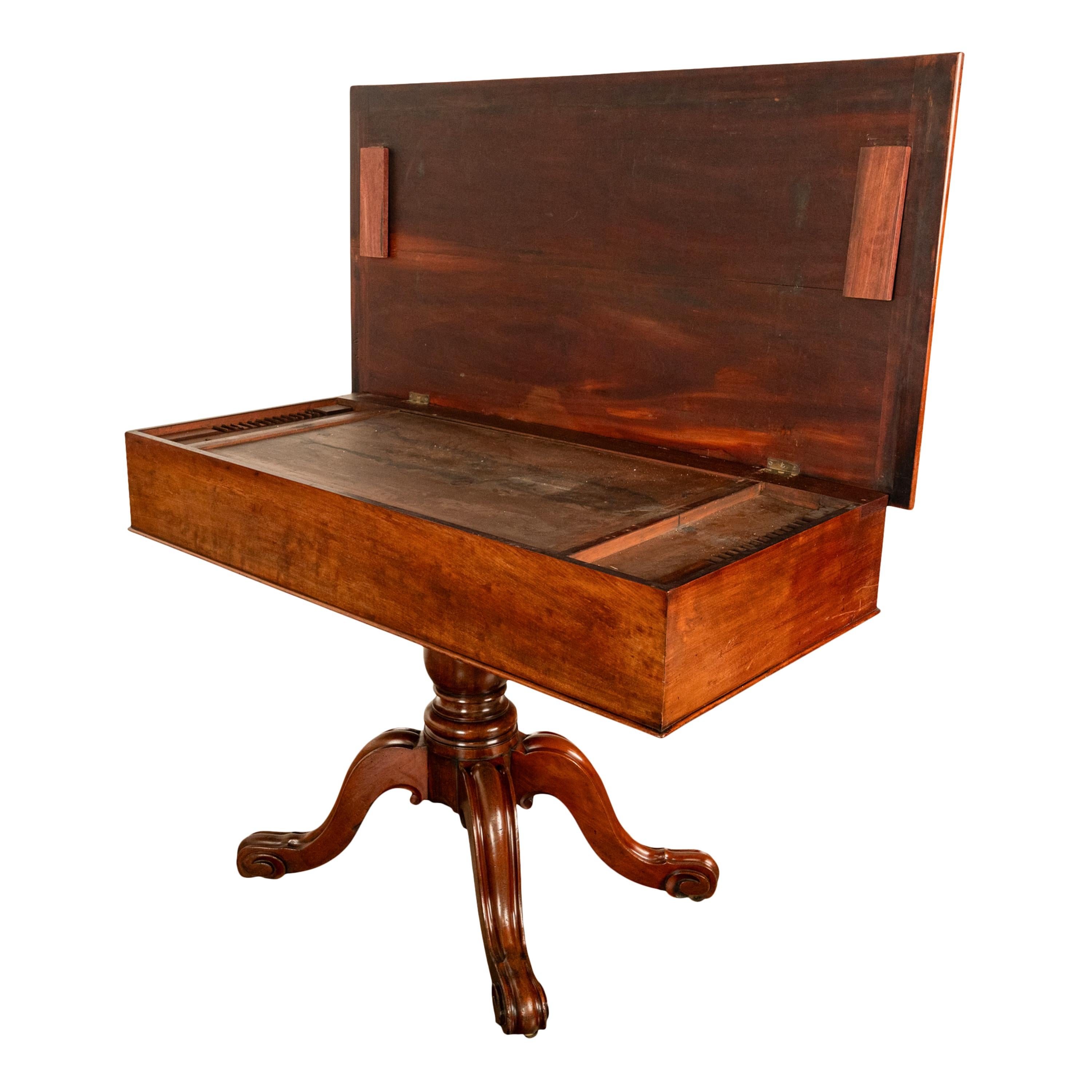 Ancienne table de travail d'architecte du 19ème siècle à piédestal en acajou, 1870 en vente 1