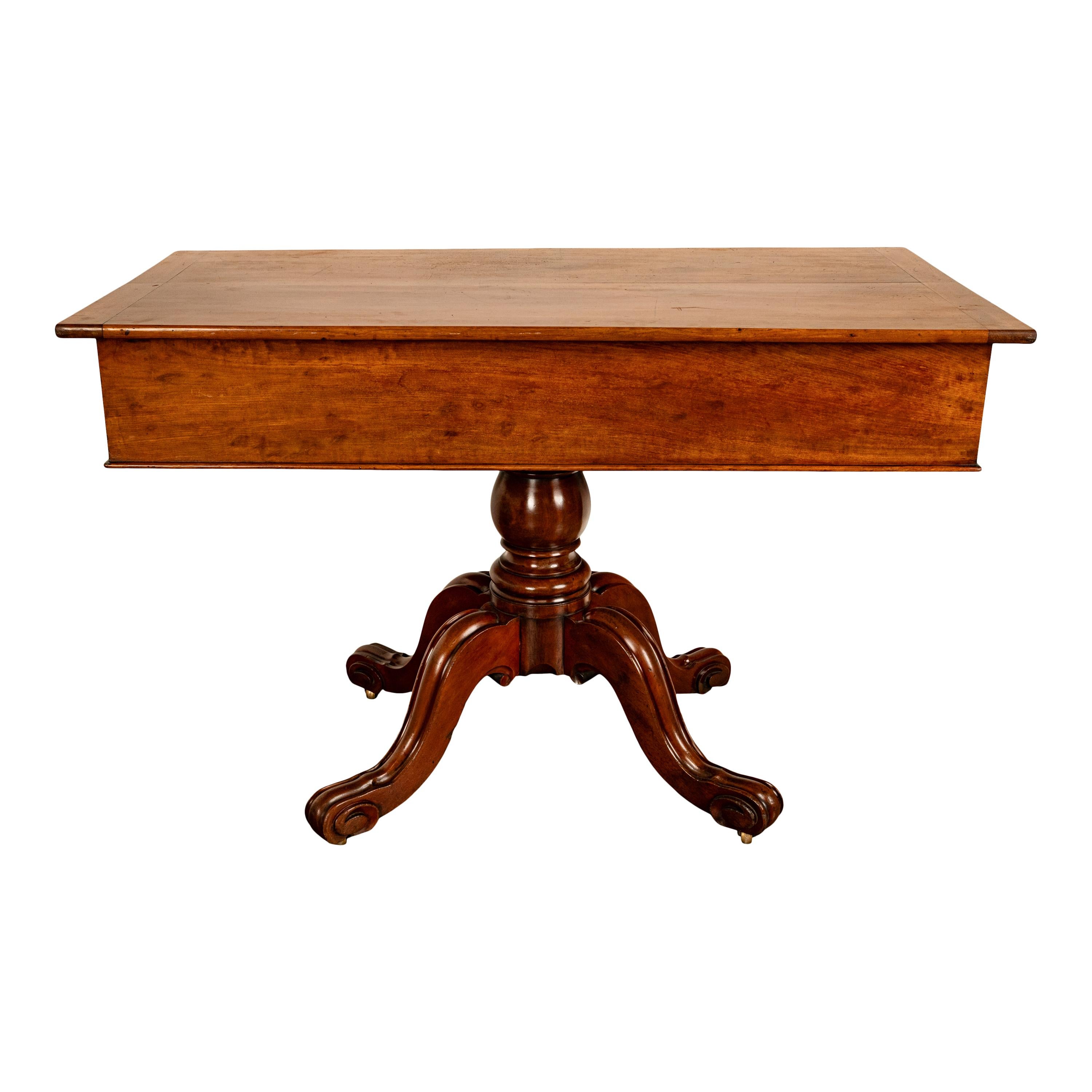 Late 19th Century Antique 19th Century Architect's Mahogany Pedestal Desk Drafting Table 1870 For Sale