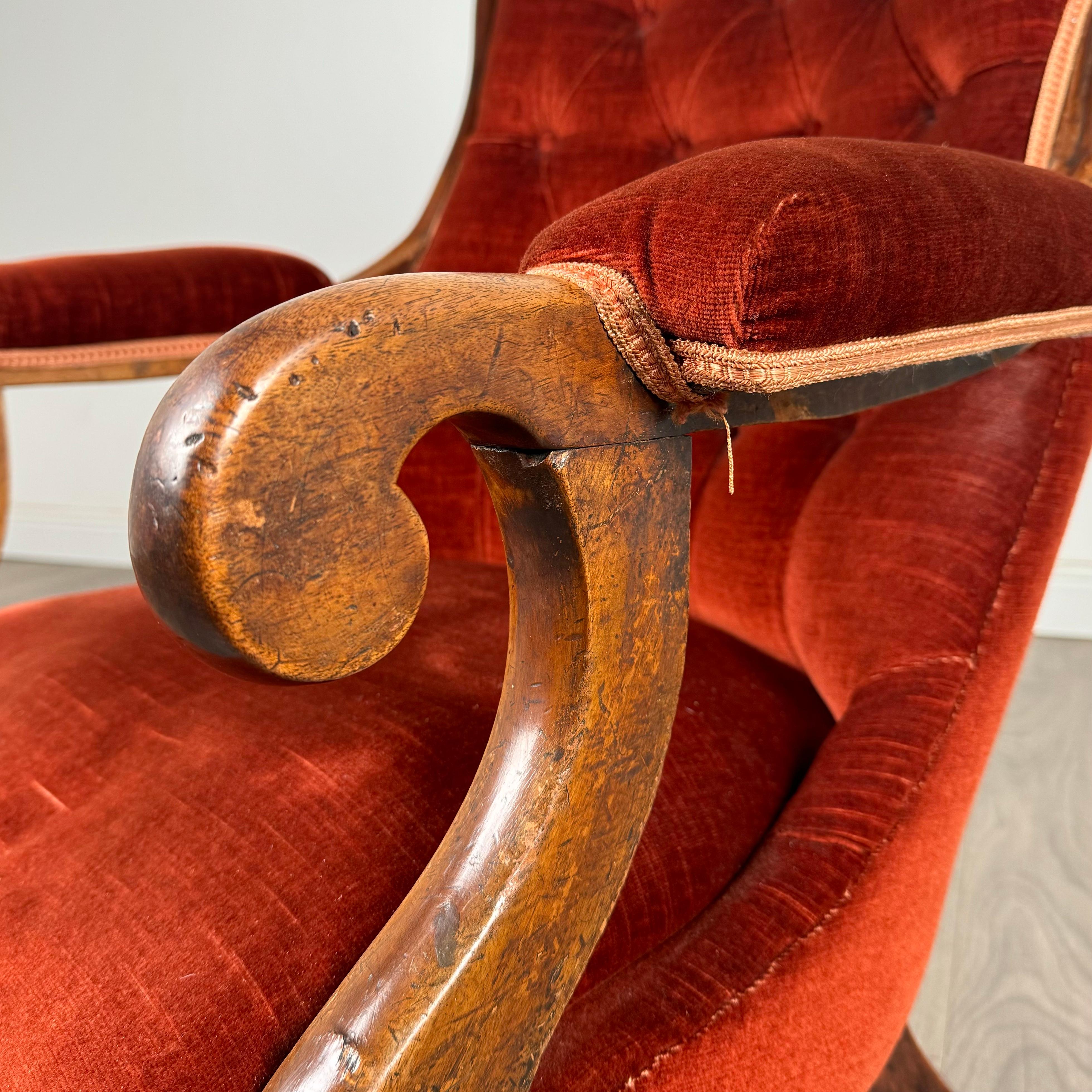 Fauteuil ancien du 19ème siècle en acajou (REF AF-3318) en vente 5