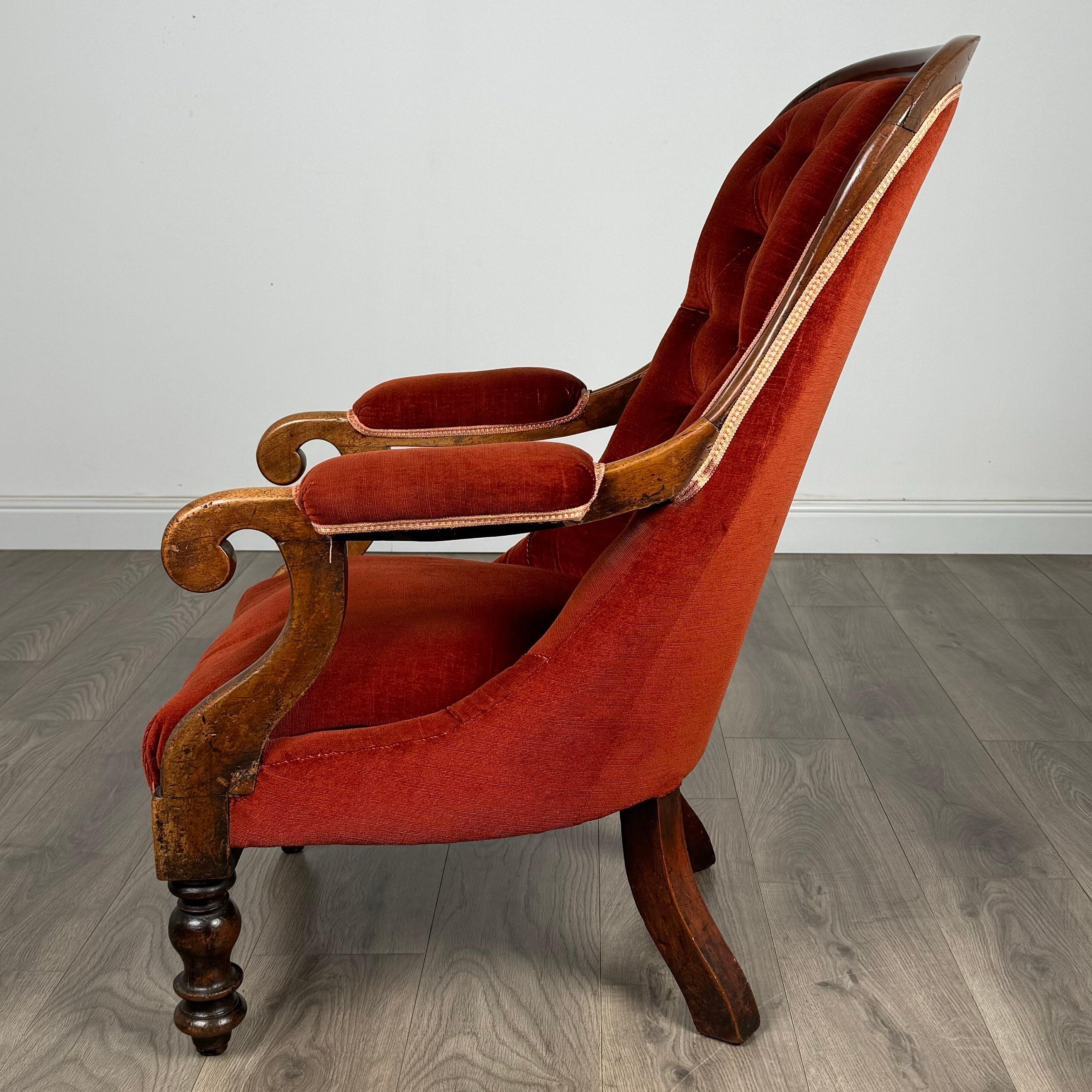 Britannique Fauteuil ancien du 19ème siècle en acajou (REF AF-3318) en vente