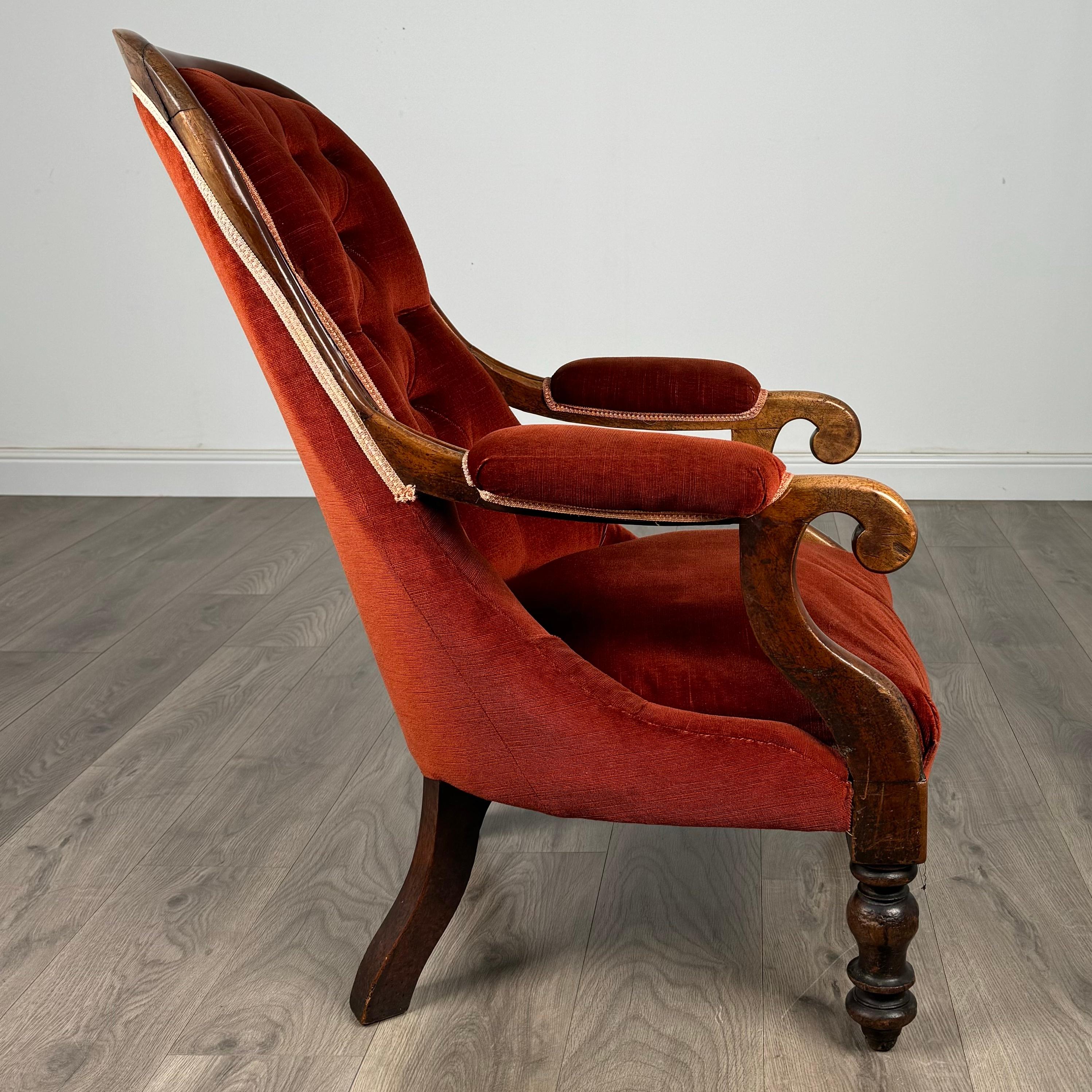Fauteuil ancien du 19ème siècle en acajou (REF AF-3318) en vente 1