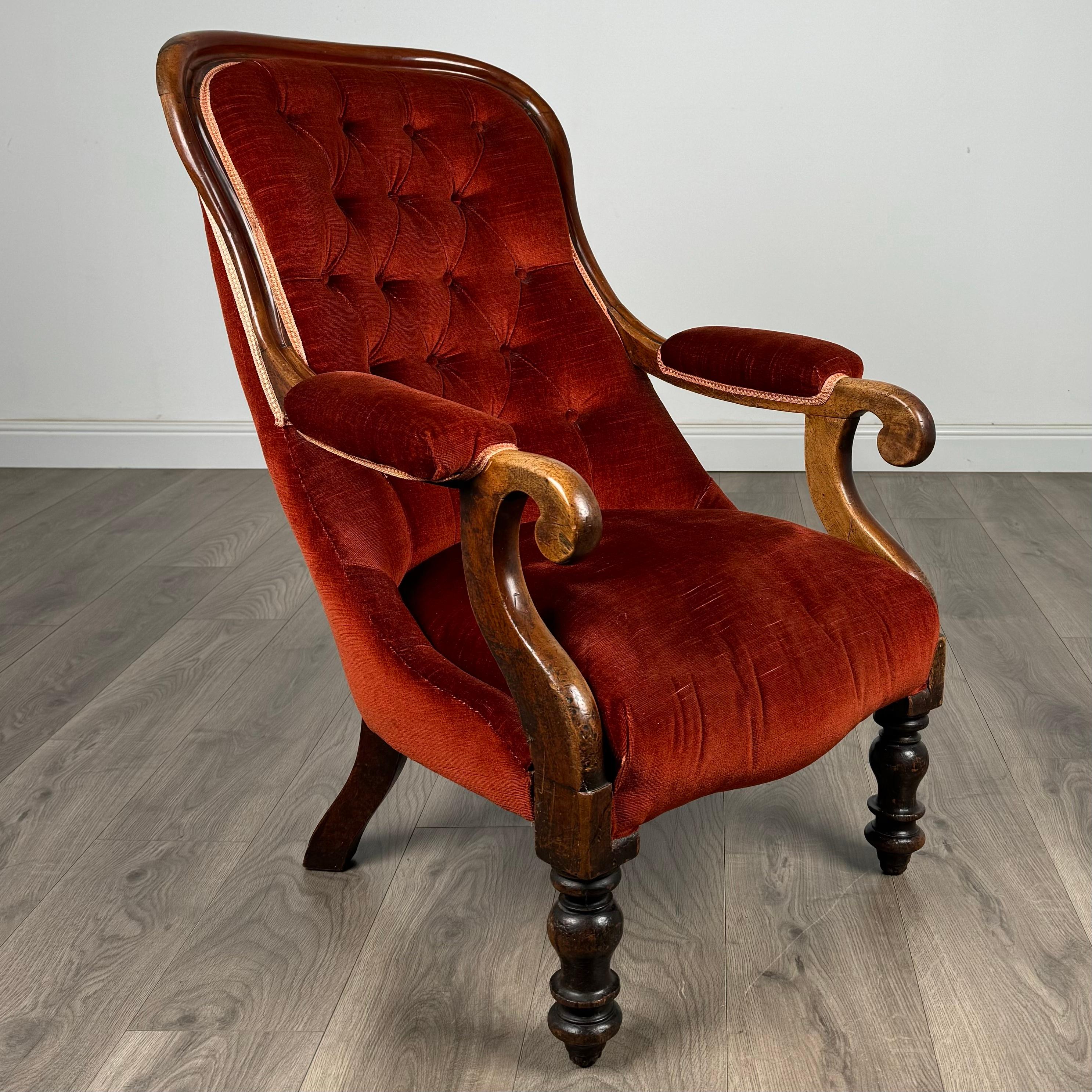 Fauteuil ancien du 19ème siècle en acajou (REF AF-3318) en vente 2