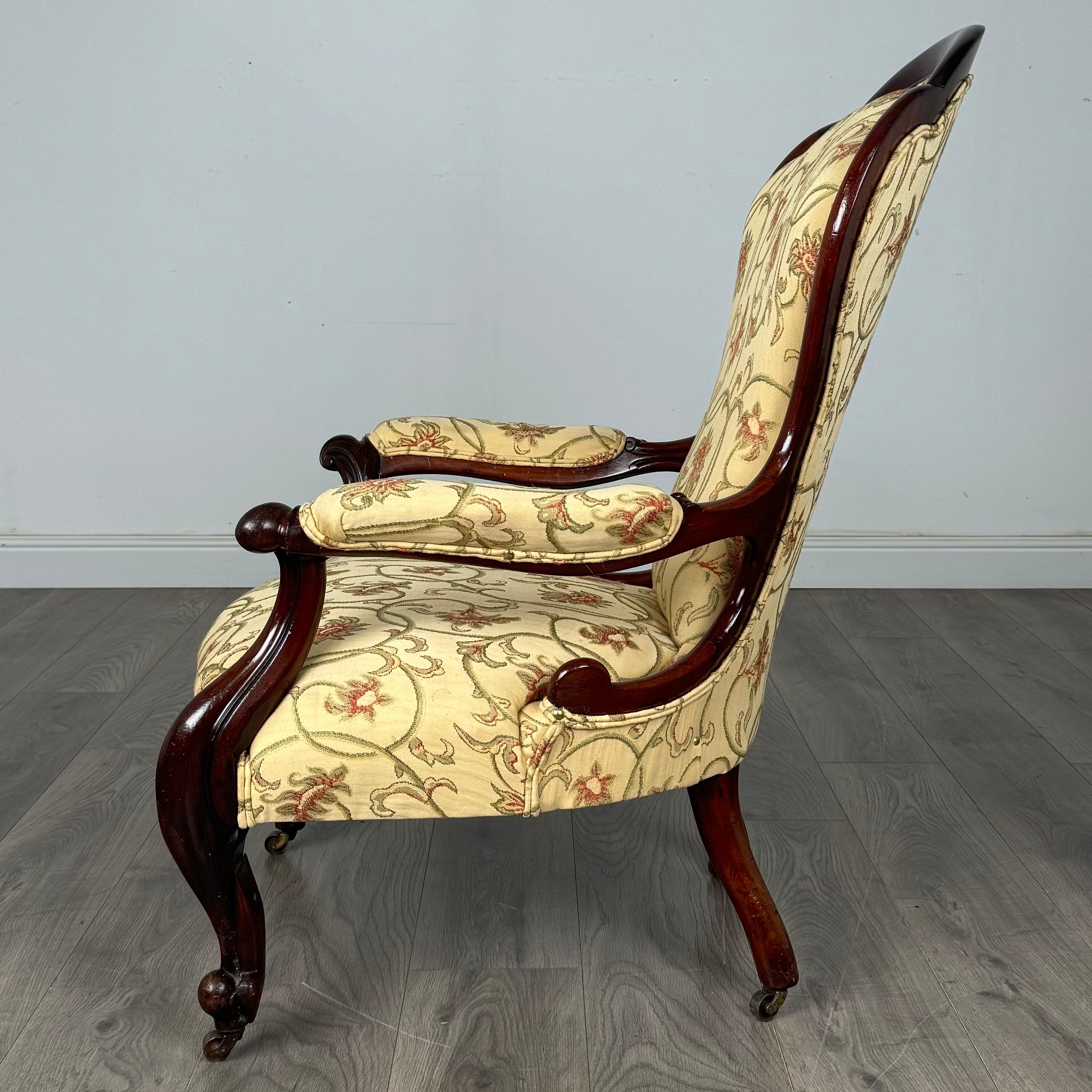 Britannique Fauteuil ancien du 19ème siècle en acajou (REF AF-3468) en vente