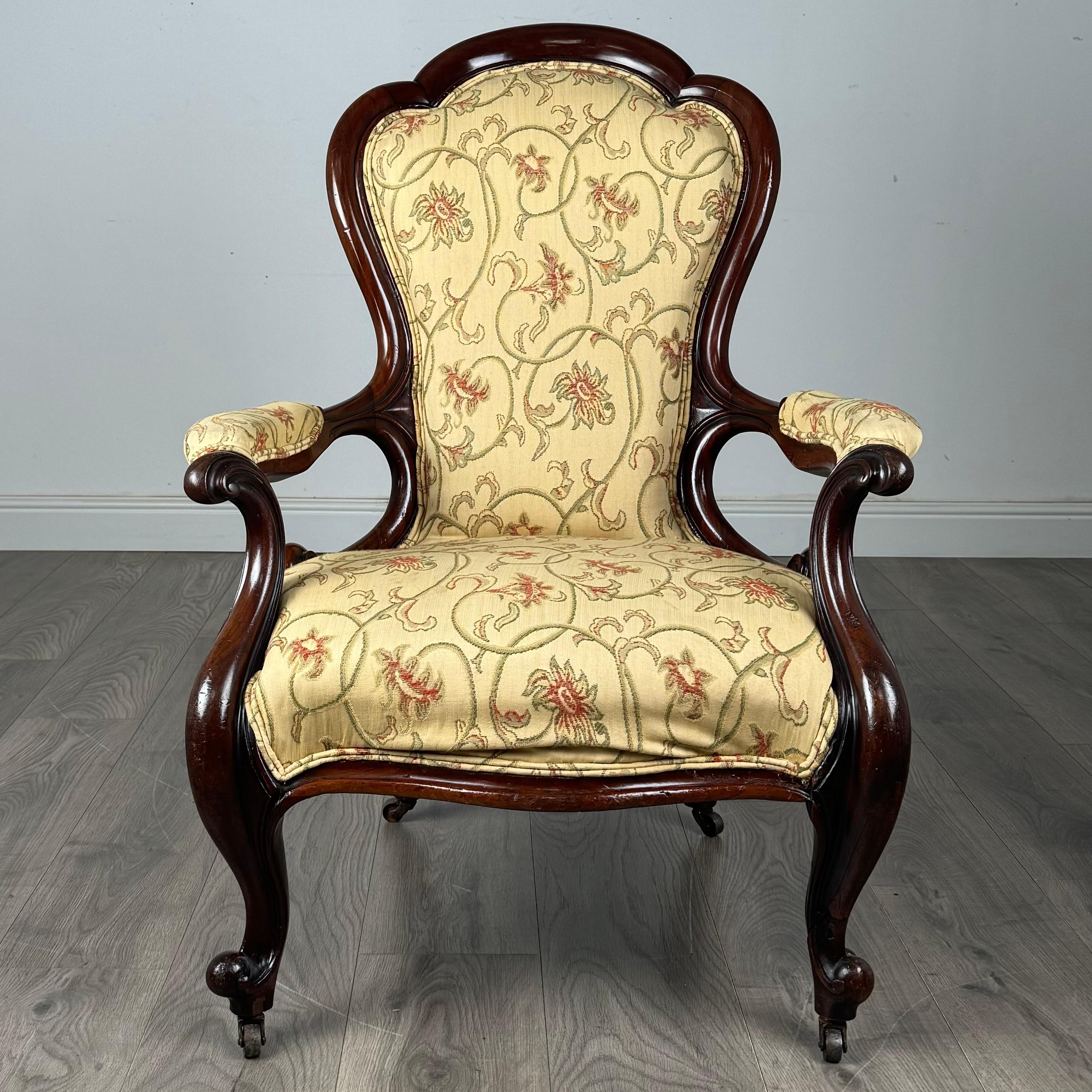 Fauteuil ancien du 19ème siècle en acajou (REF AF-3468) en vente 3