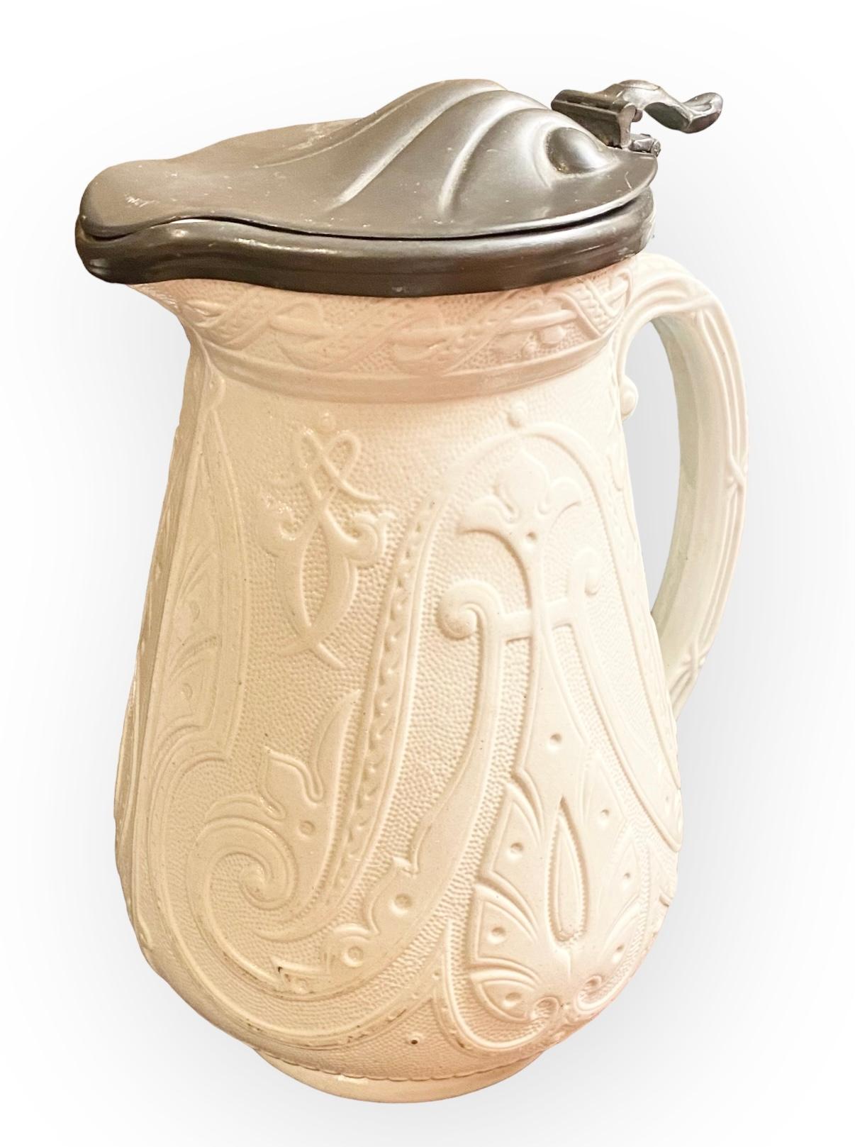 Antique 19th century Art Nouveau Copeland Salt Glazed Pitcher 8