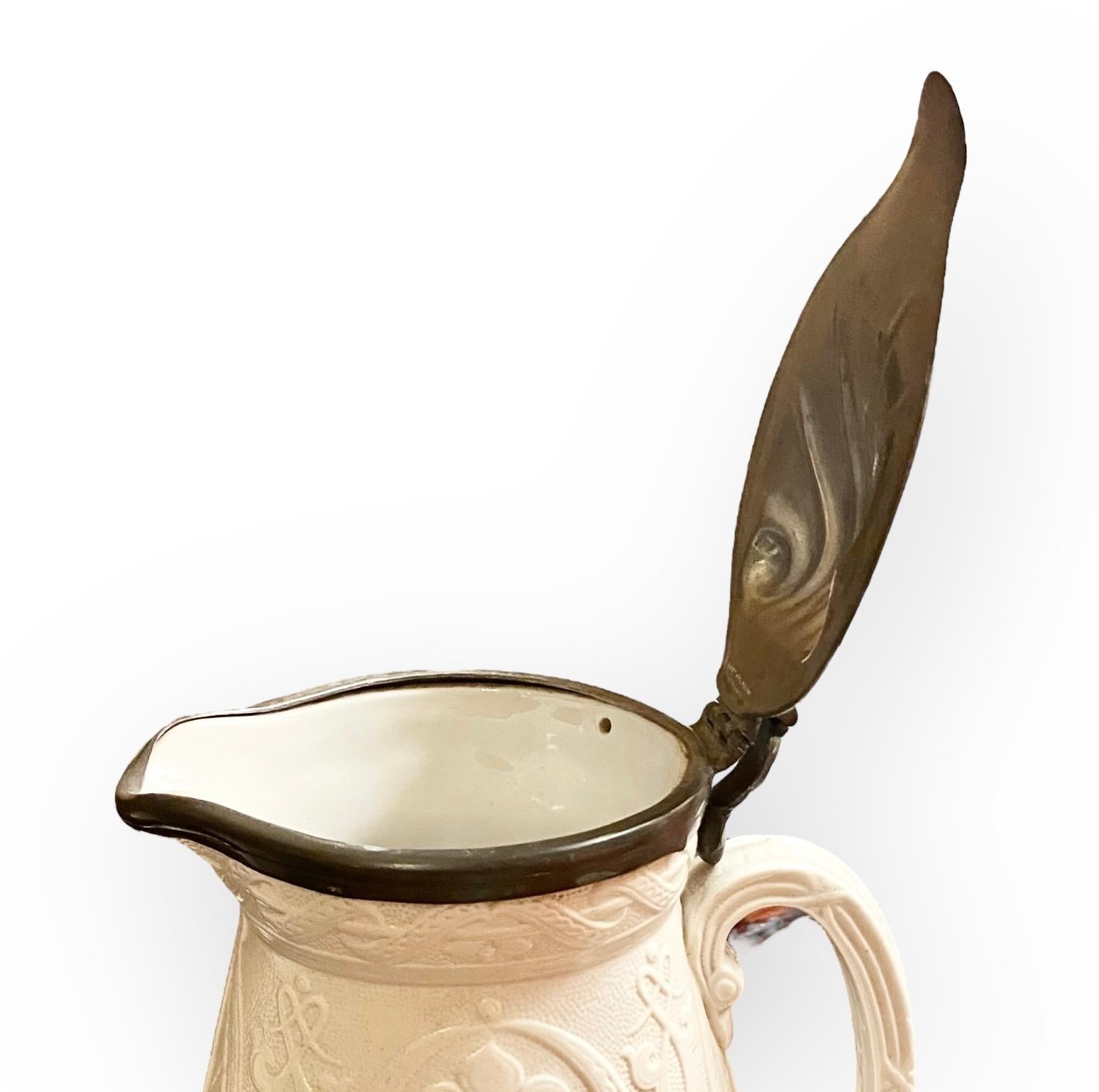 Antique 19th century Art Nouveau Copeland Salt Glazed Pitcher 9