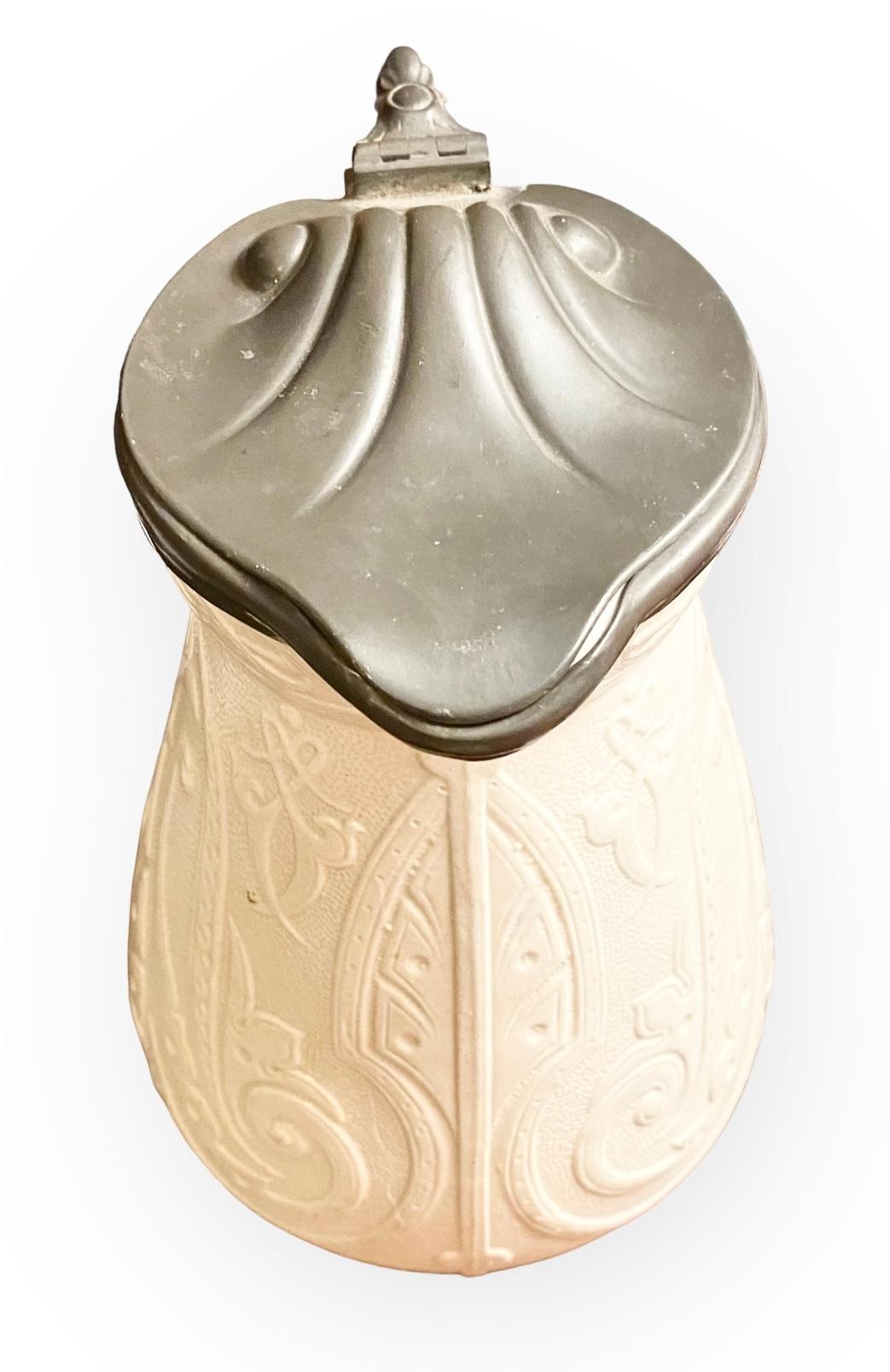 Antique 19th century Art Nouveau Copeland Salt Glazed Pitcher In Good Condition In New Orleans, LA