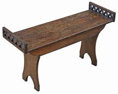 Antique 19th Century Arts & Crafts Decorative Oak / Elm Window Seat – Quality