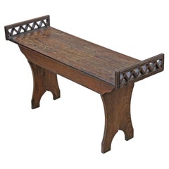 Antique 19th Century Arts & Crafts Decorative Oak / Elm Window Seat – Quality