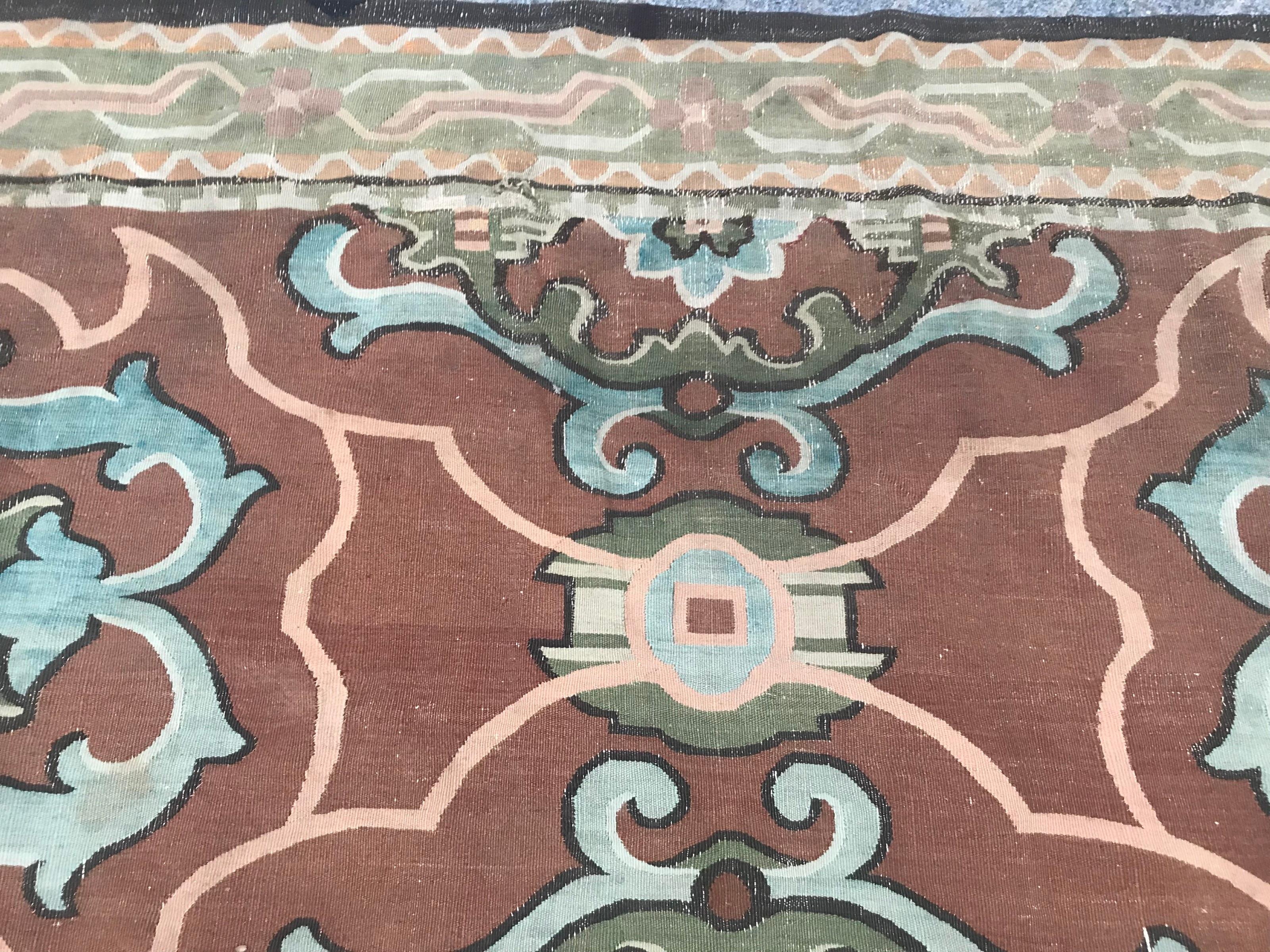 Bobyrug’s Antique 19th Century Aubusson Woven 18th Century Style Rug For Sale 6