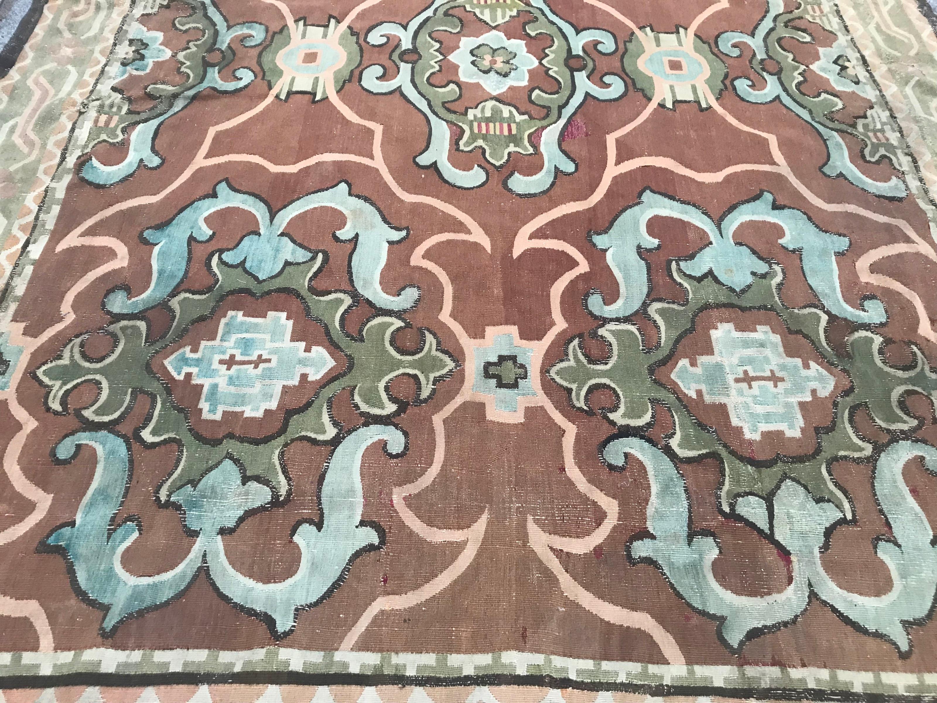 Bobyrug's Antiker Aubusson-Teppich aus dem 19. Jahrhundert im Stil des 18. im Angebot 9