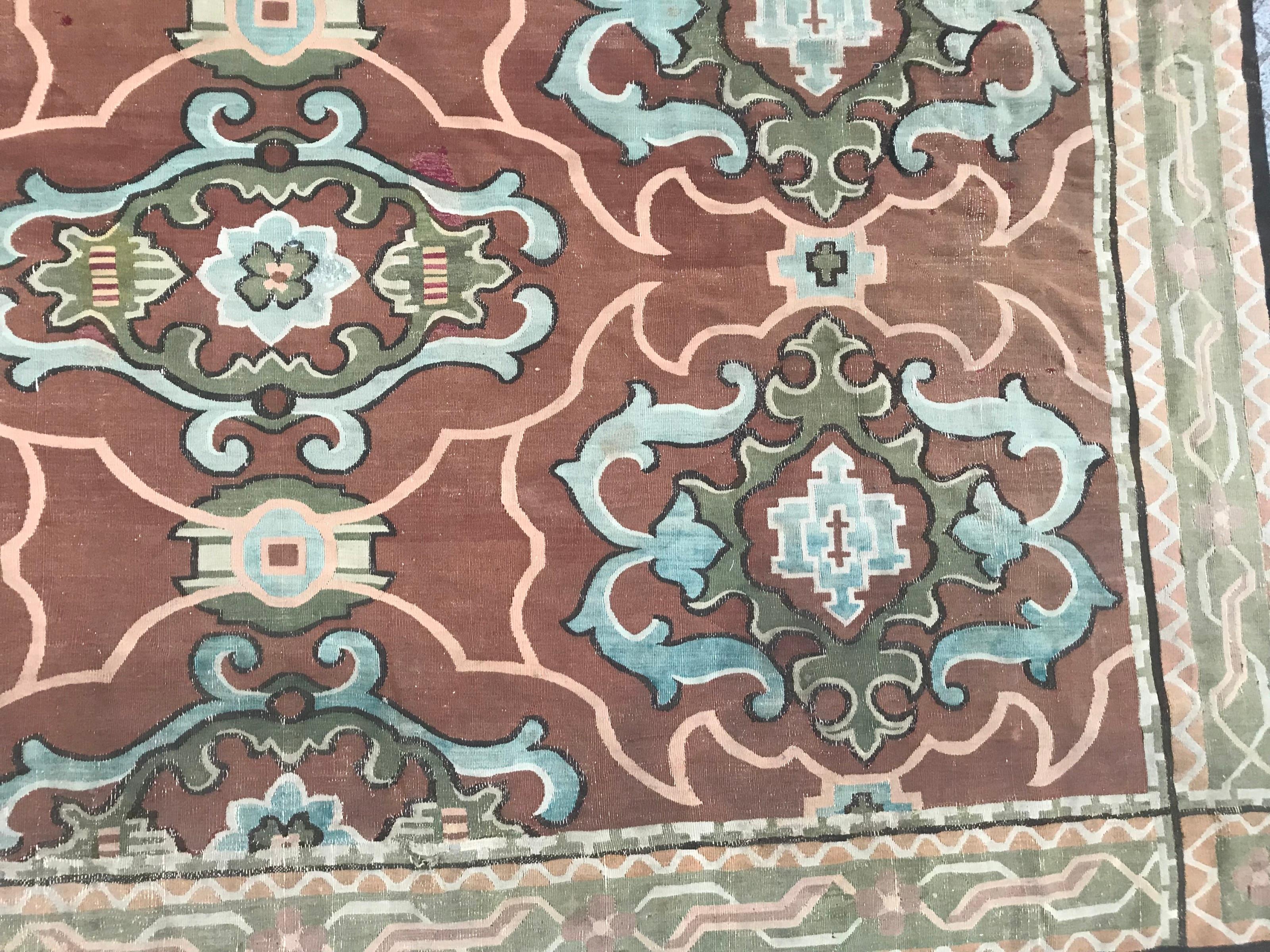 Bobyrug's Antiker Aubusson-Teppich aus dem 19. Jahrhundert im Stil des 18. (Französisch) im Angebot