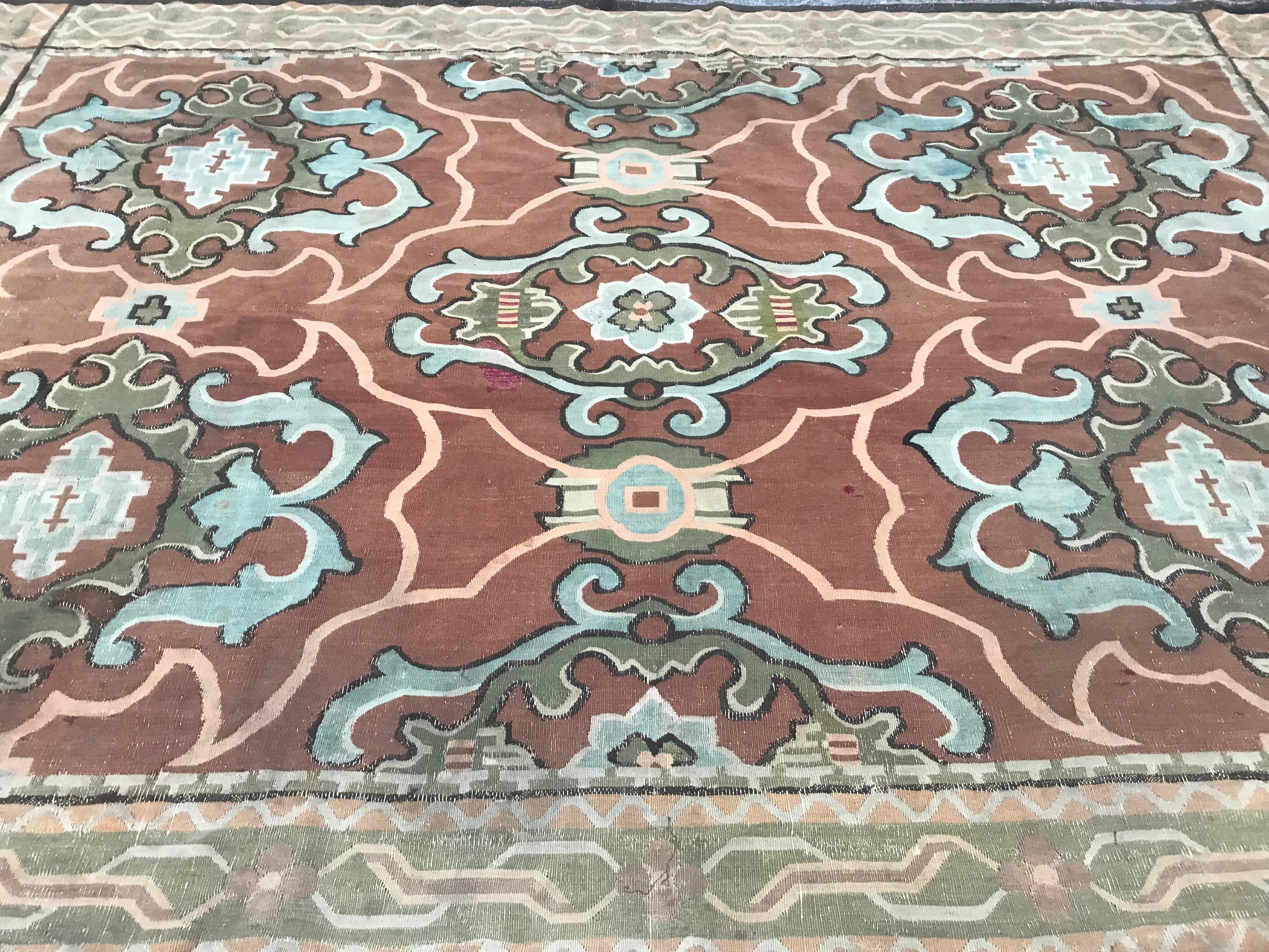 Bobyrug’s Antique 19th Century Aubusson Woven 18th Century Style Rug For Sale 1