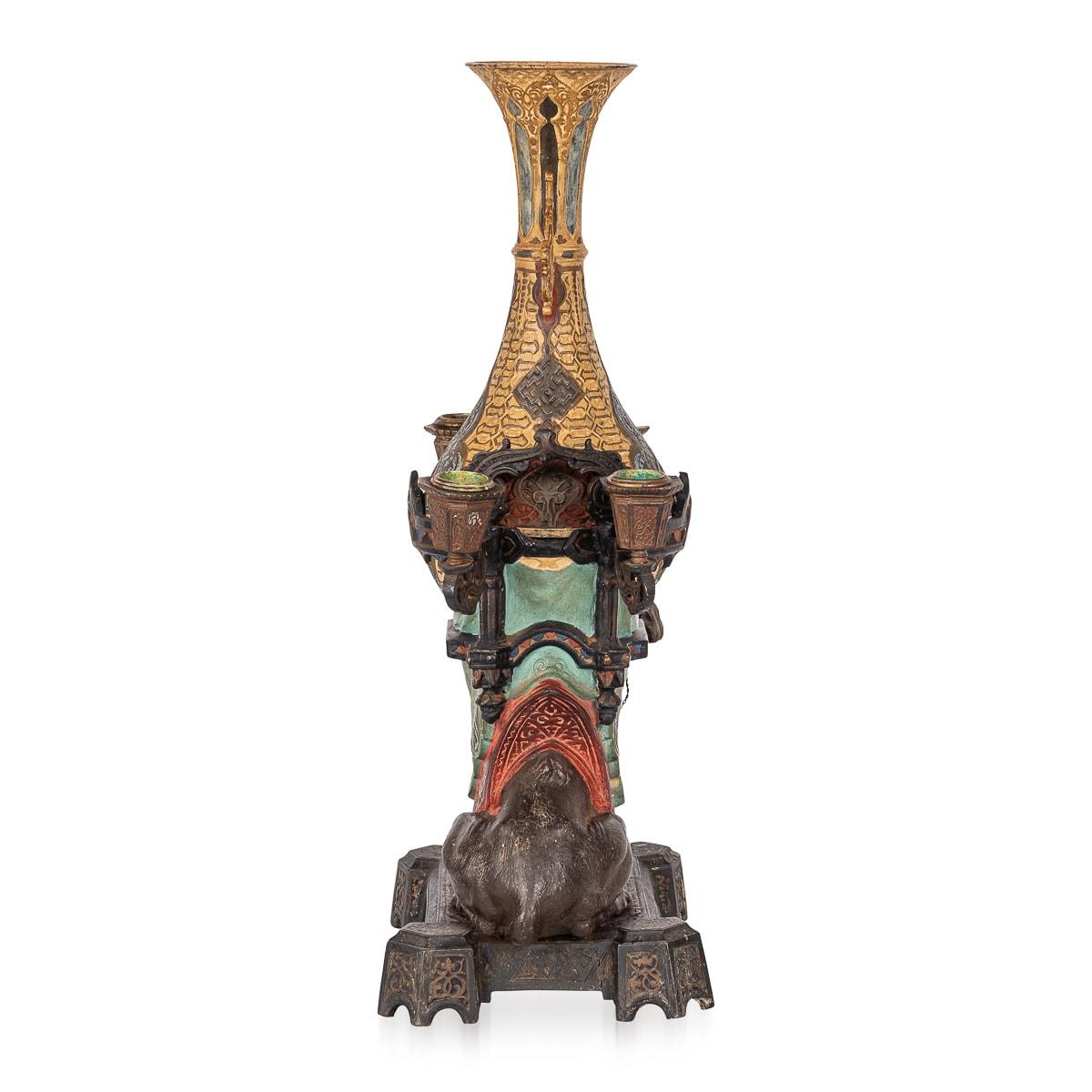 Late 19th Century Antique 19th Century Austrian Cold Painted Metal Camel Candelabra c.1880 For Sale