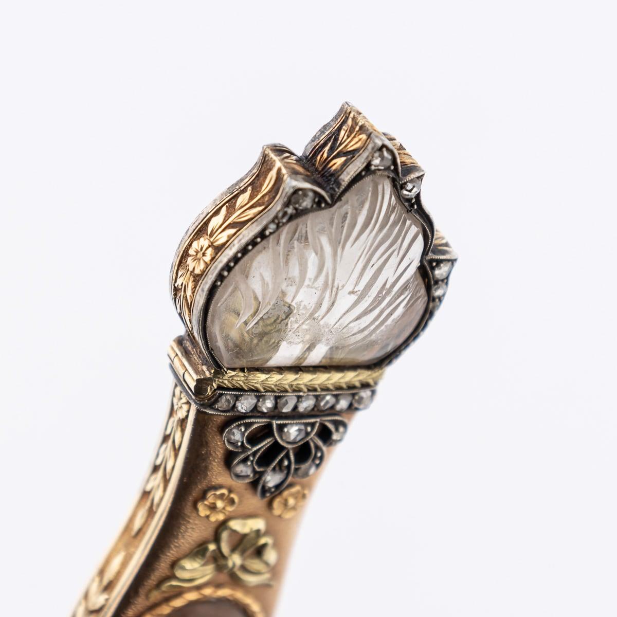 Antique 19th Century Austrian Gold, Diamond & Rock Crystal Toothpick Case c.1820 For Sale 6