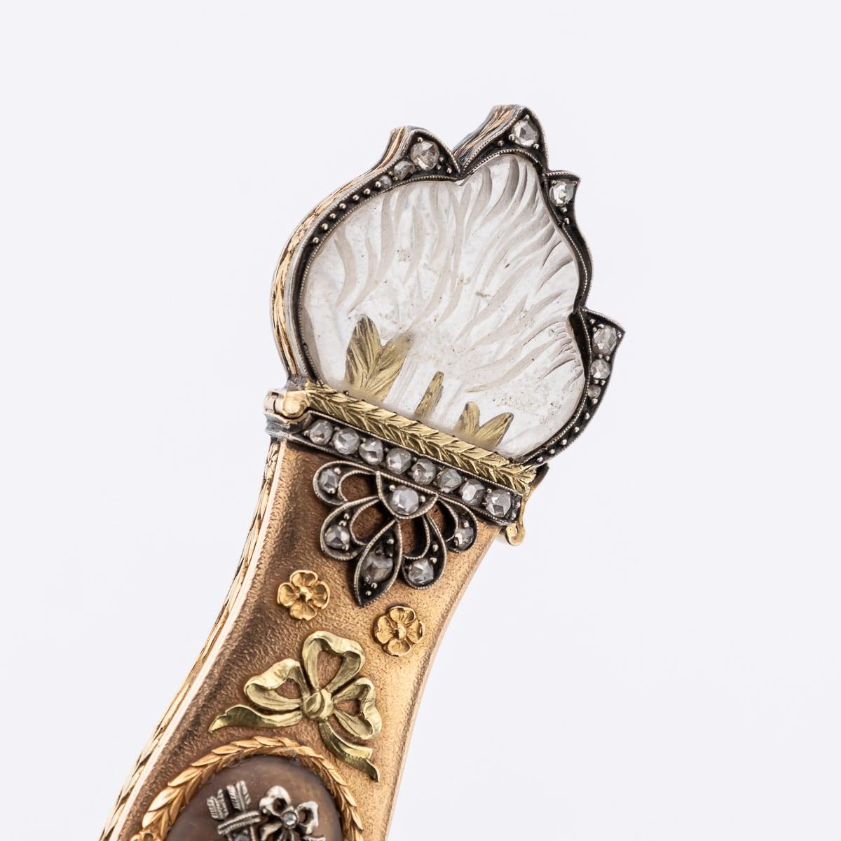 Antique 19th Century Austrian Gold, Diamond & Rock Crystal Toothpick Case c.1820 For Sale 7