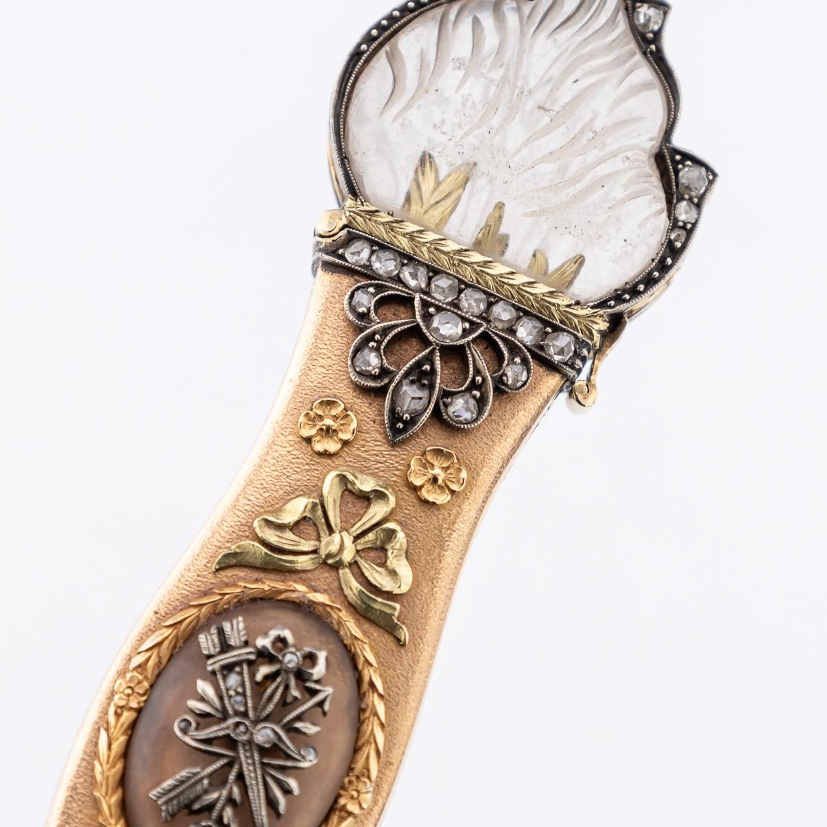 Antique 19th Century Austrian Gold, Diamond & Rock Crystal Toothpick Case c.1820 For Sale 8