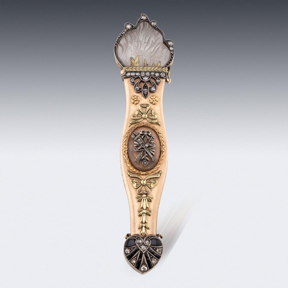 Antique 19th Century Austrian Gold, Diamond & Rock Crystal Toothpick Case c.1820 In Good Condition For Sale In Royal Tunbridge Wells, Kent