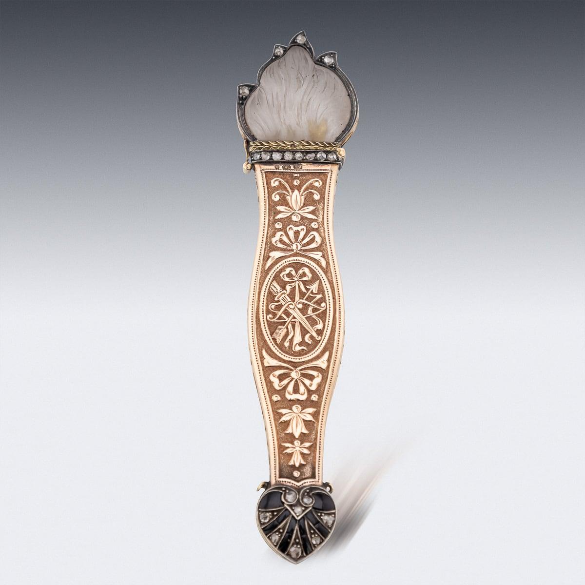 Antique 19th Century Austrian Gold, Diamond & Rock Crystal Toothpick Case c.1820 For Sale 1