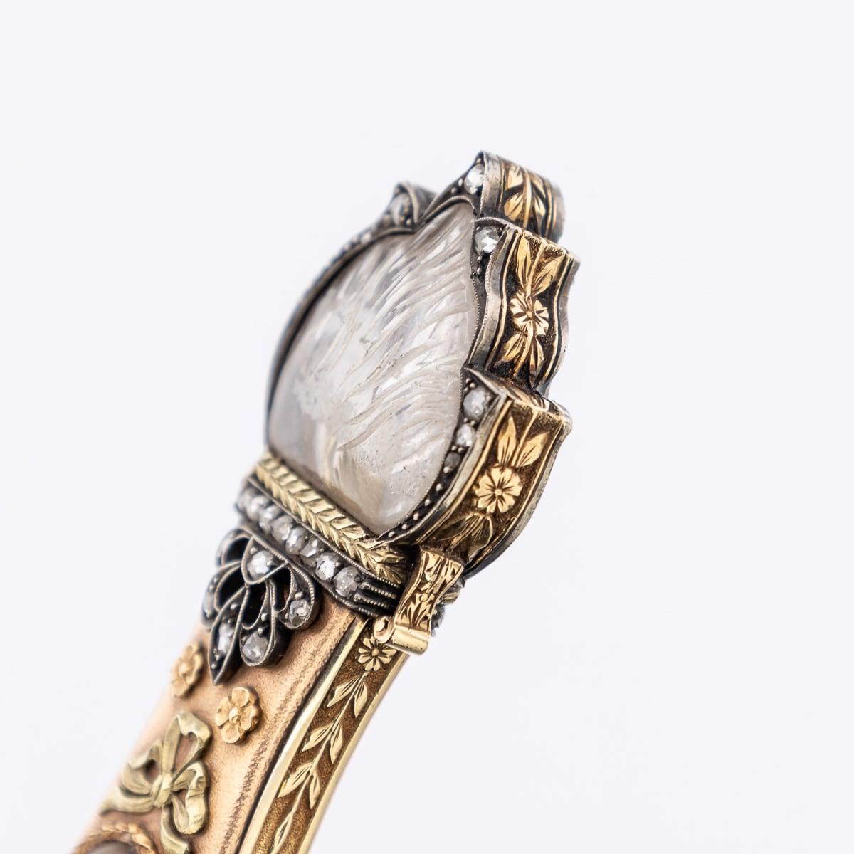 Antique 19th Century Austrian Gold, Diamond & Rock Crystal Toothpick Case c.1820 For Sale 5