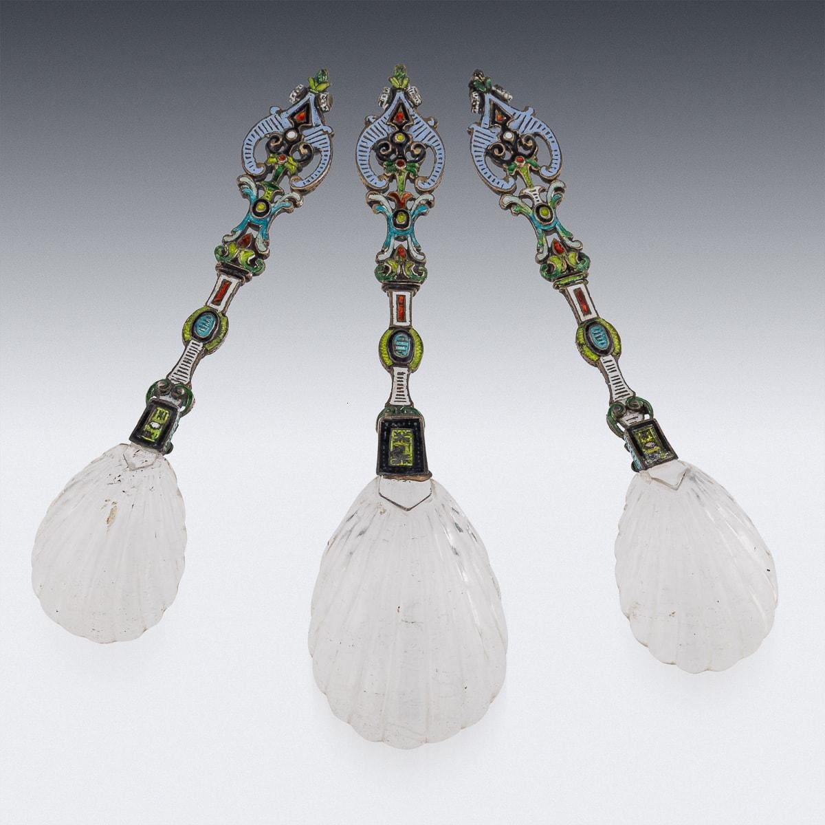 Other Antique 19th Century Austrian Silver, Enamel & Rock Crystal Spoons c.1880 For Sale