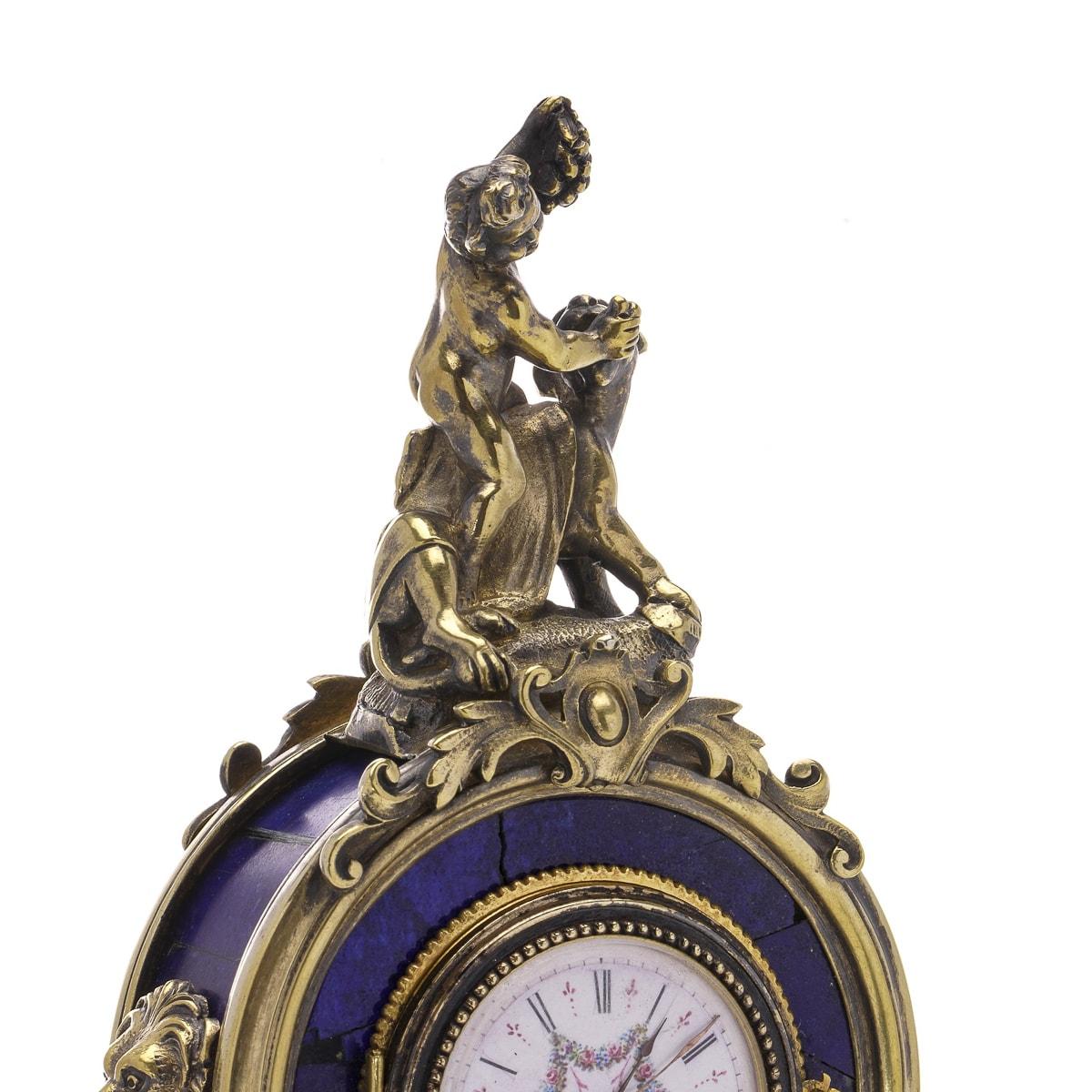 Antique 19th Century Austrian Silver & Lapis Lazuli Clock, Vienna c.1890 For Sale 1