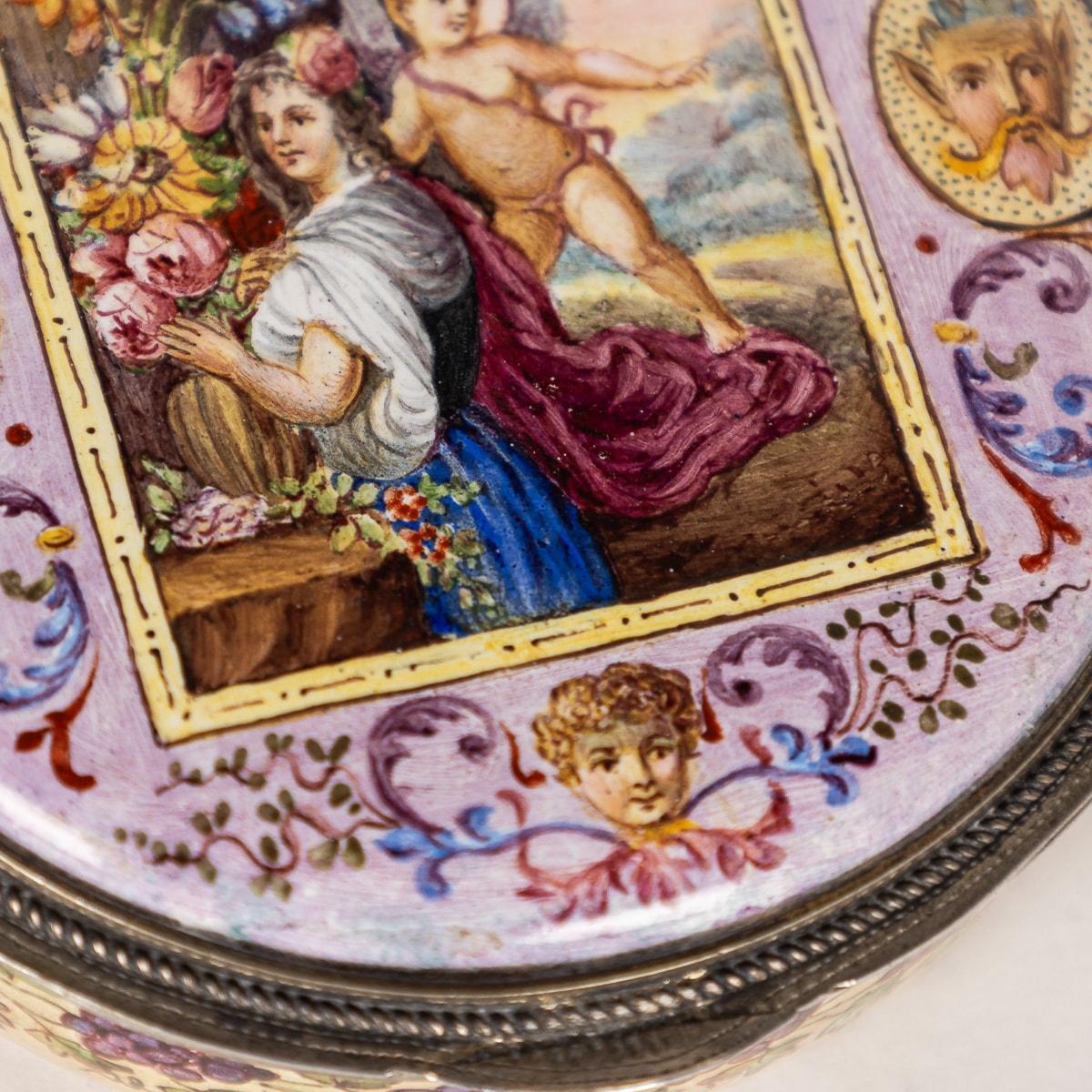 Boîte à bijoux autrichienne ancienne du 19ème siècle en argent massif et émail, Vienne, vers 1870 en vente 1