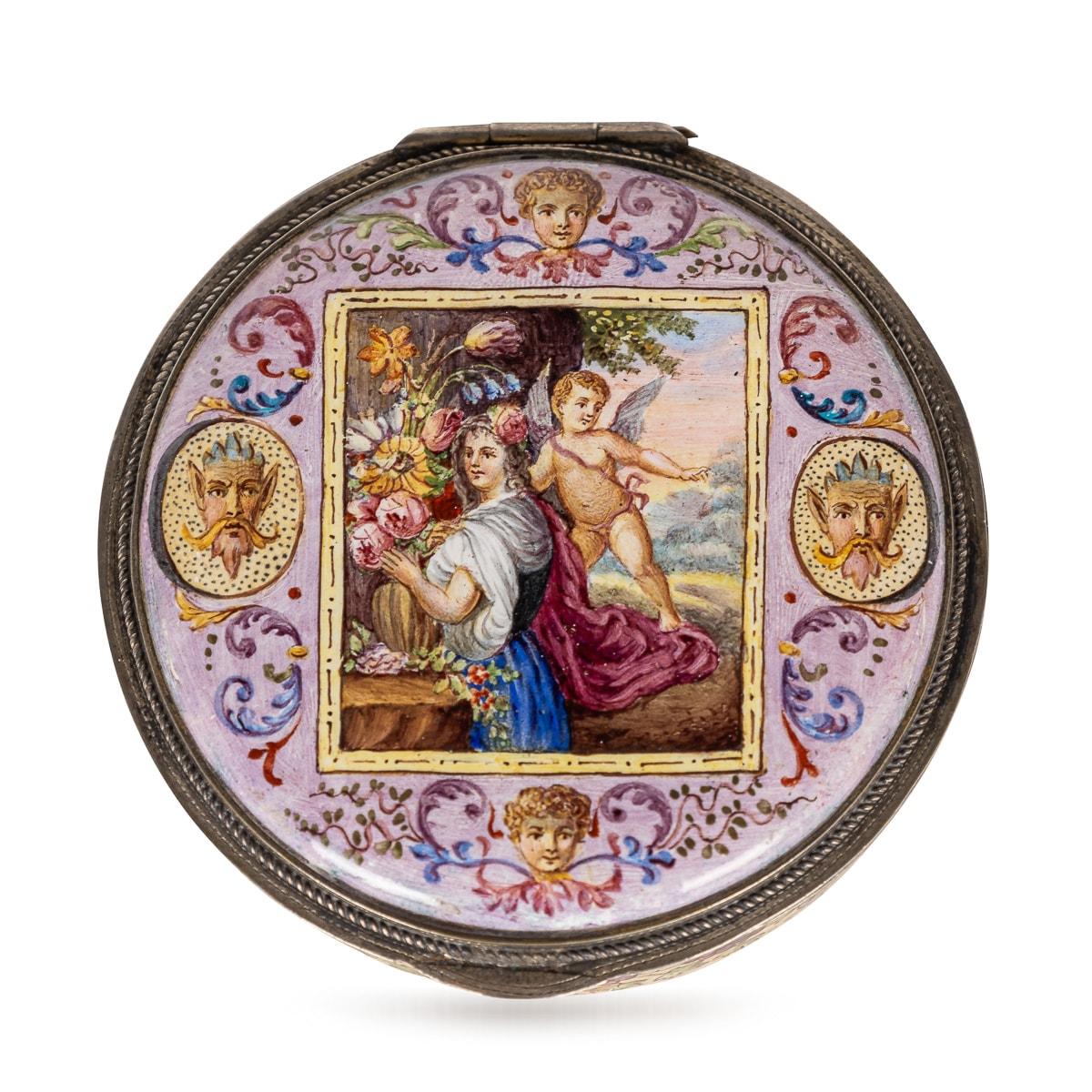 Autre Boîte à bijoux autrichienne ancienne du 19ème siècle en argent massif et émail, Vienne, vers 1870 en vente